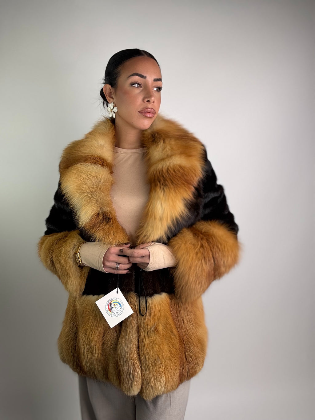 Giacca in visone e volpe rossa