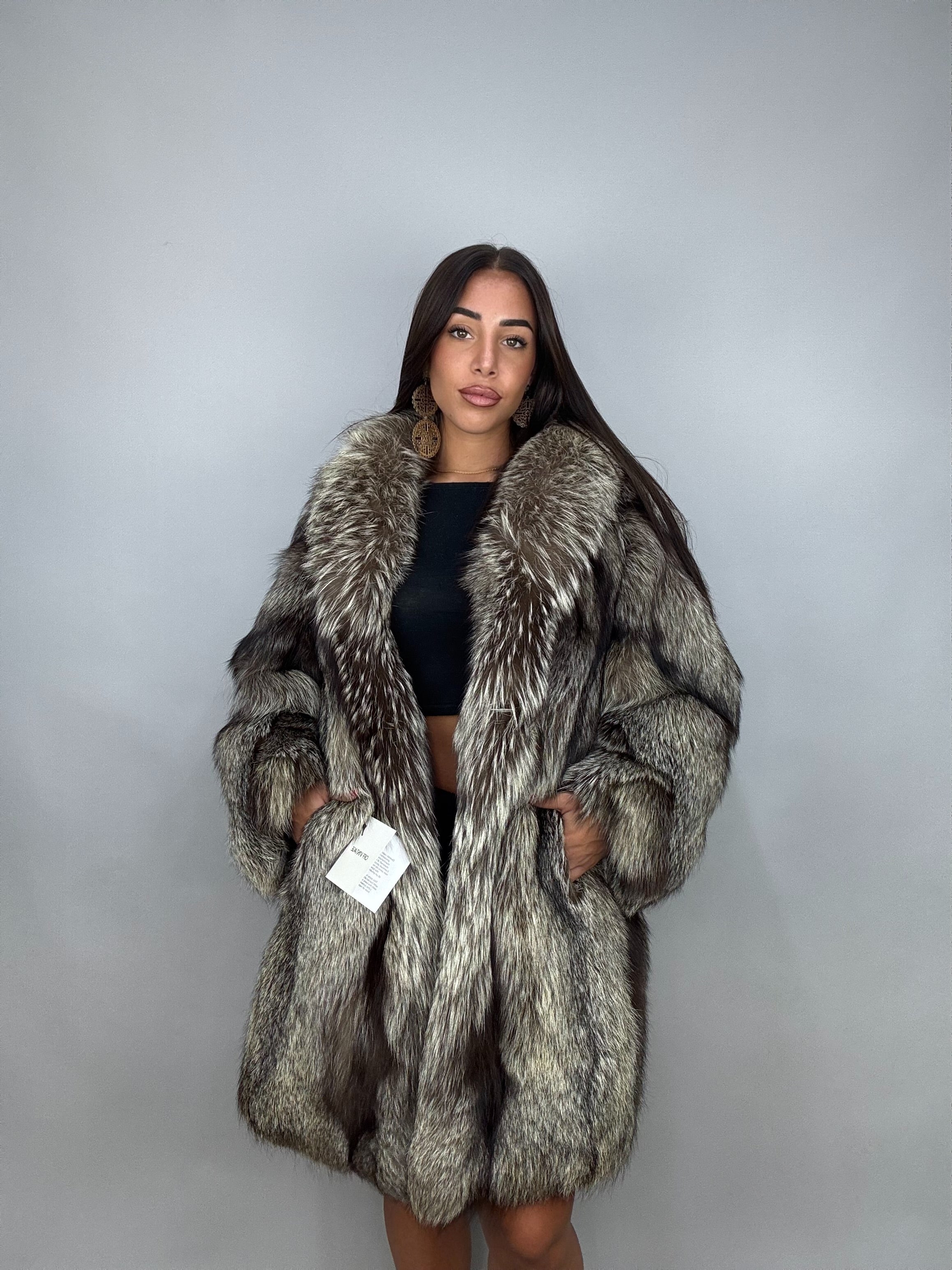 Giacca in volpe argentata