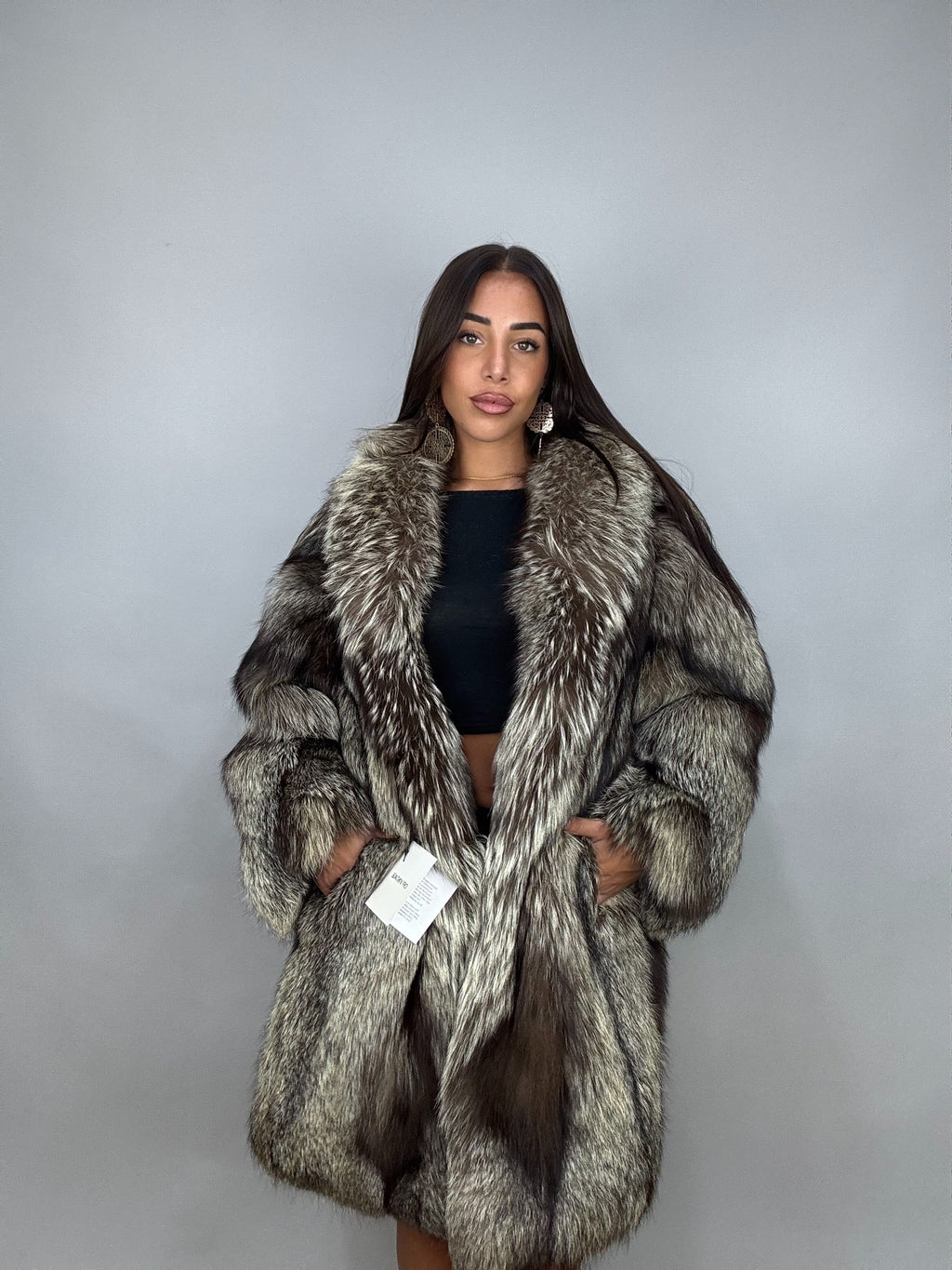 Giacca in volpe argentata