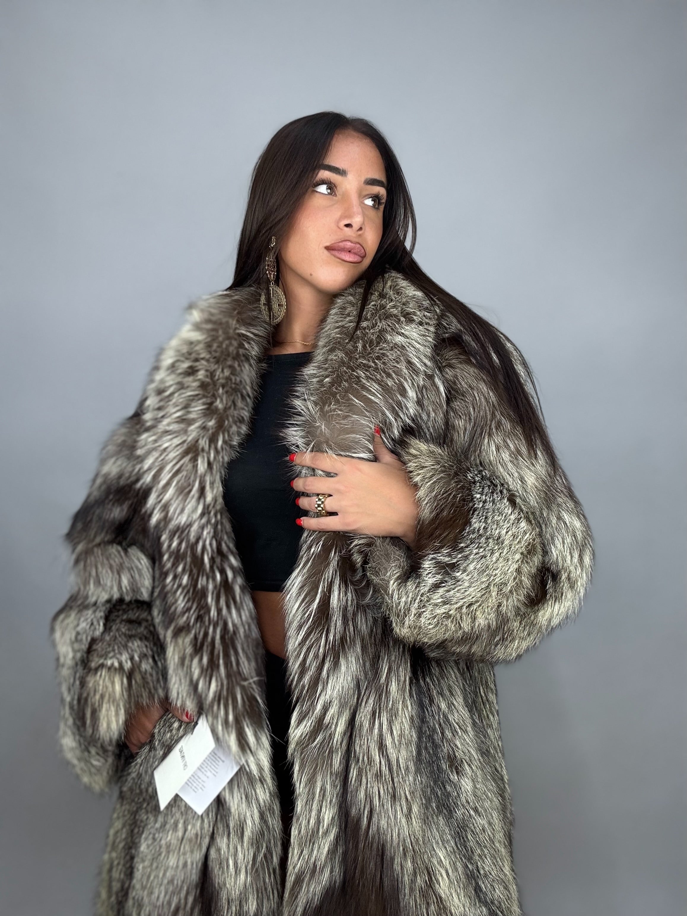 Giacca in volpe argentata