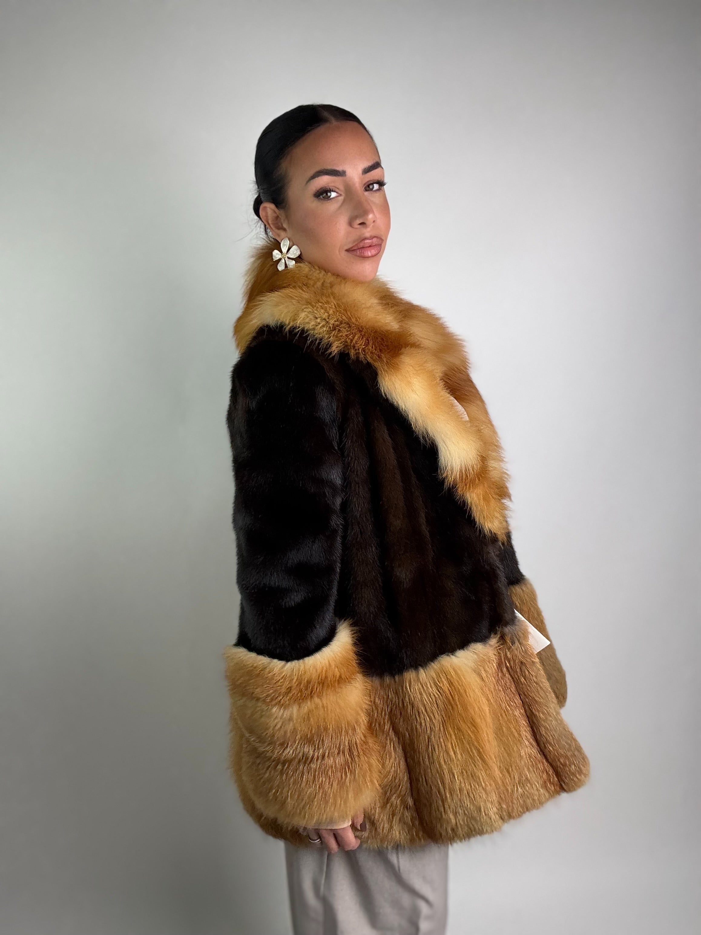 Giacca in visone e volpe rossa