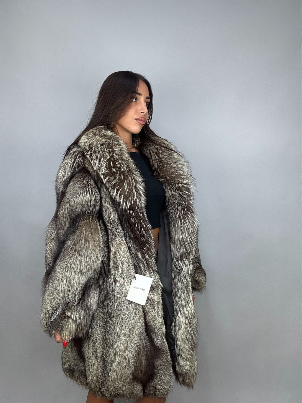 Giacca in volpe argentata