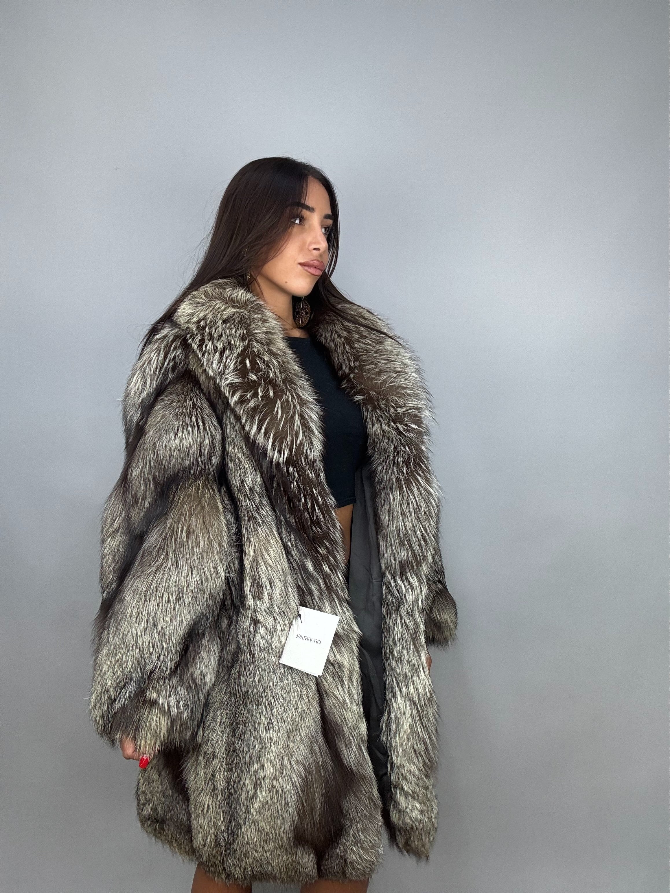 Giacca in volpe argentata