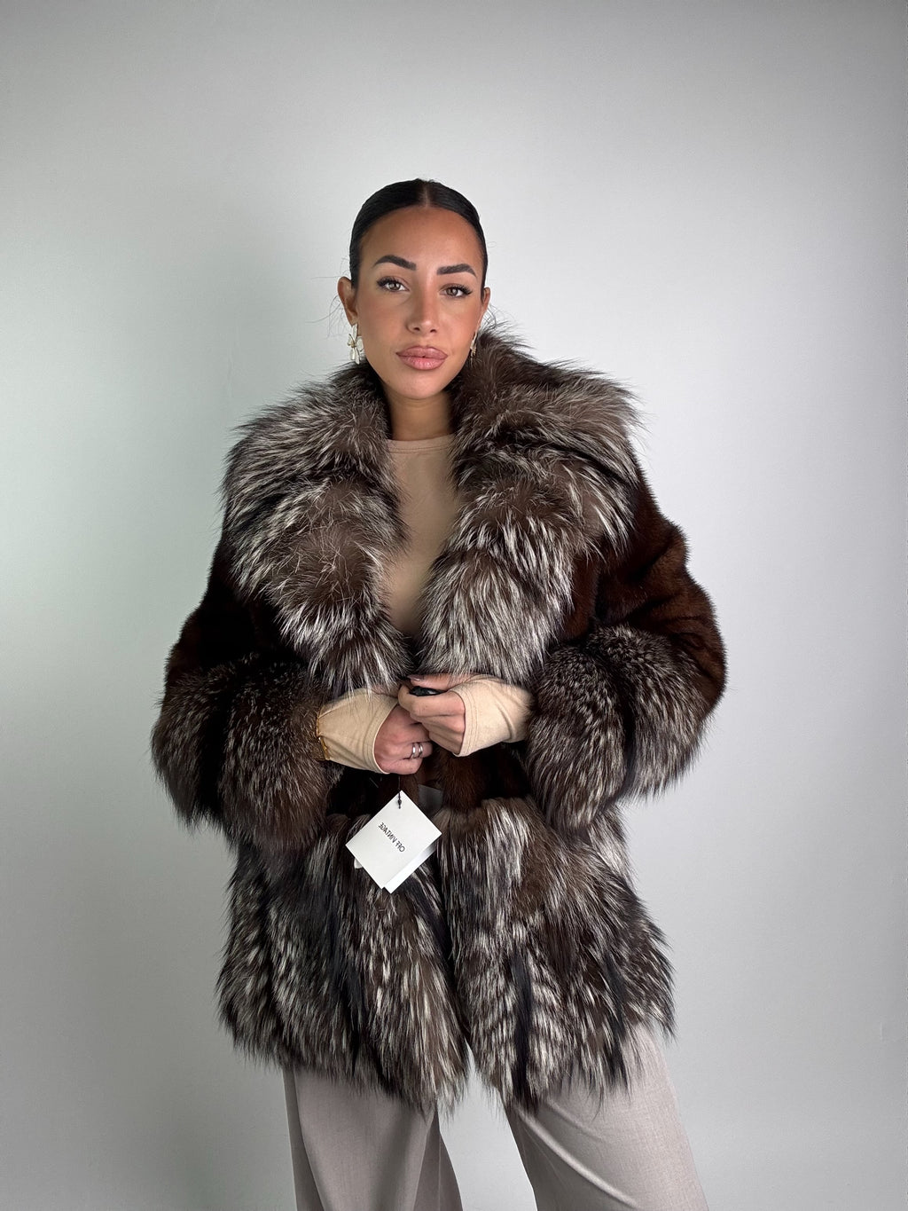 Giacca in visone e volpe argentata