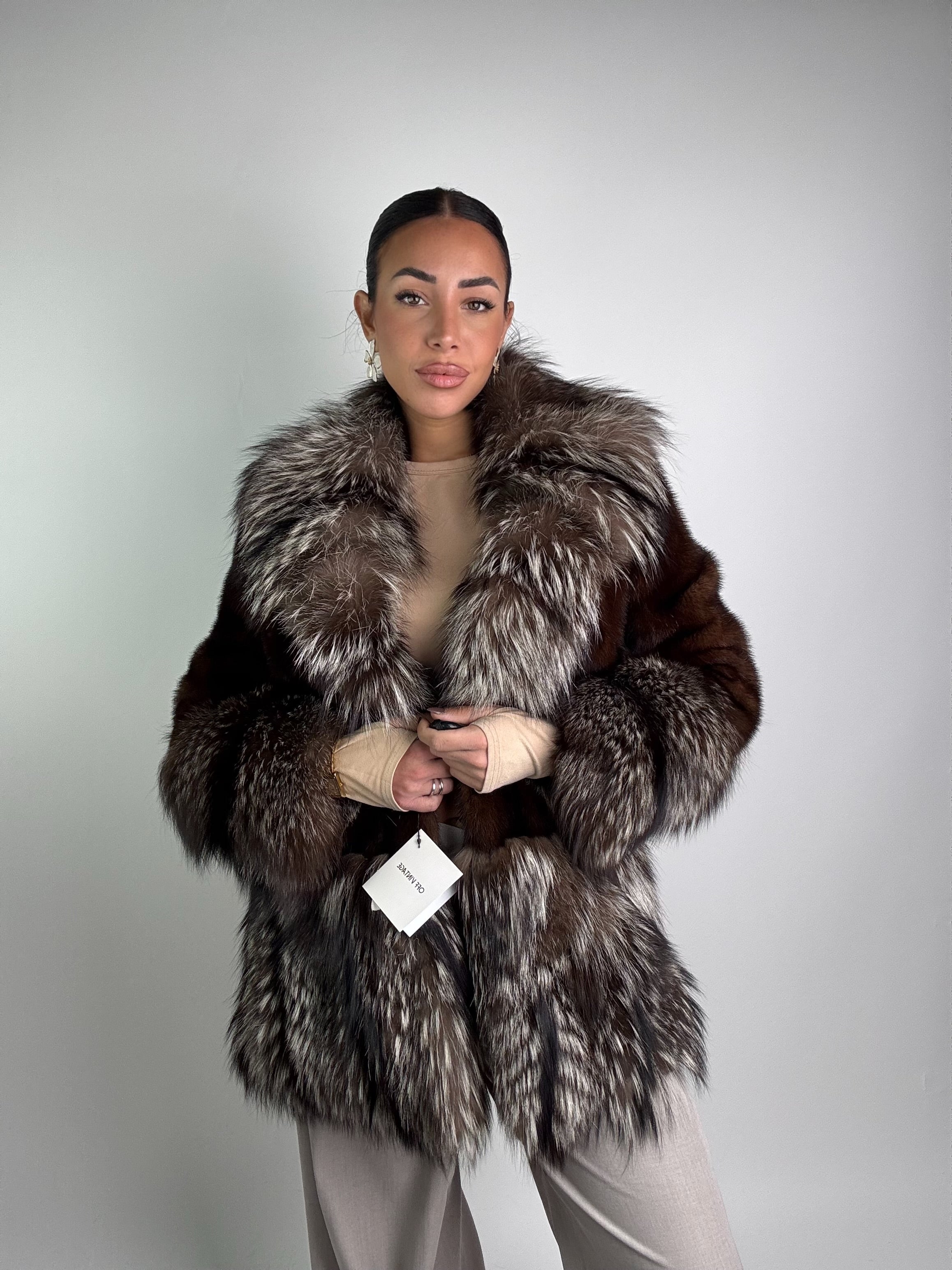 Giacca in visone e volpe argentata