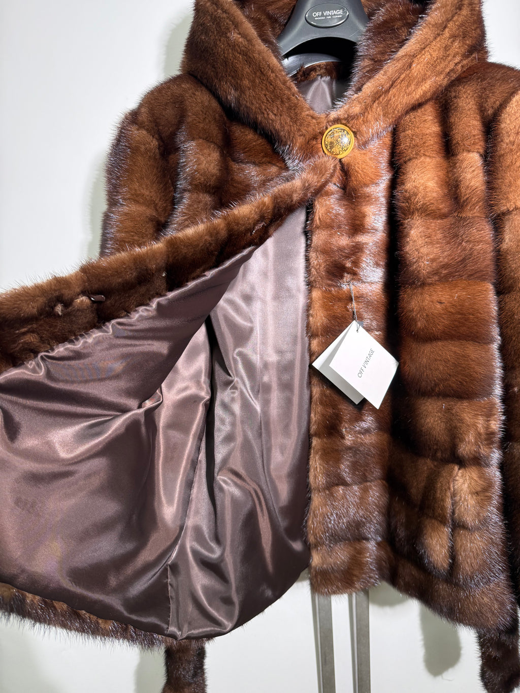 Giacca in visone cintura e cappuccio