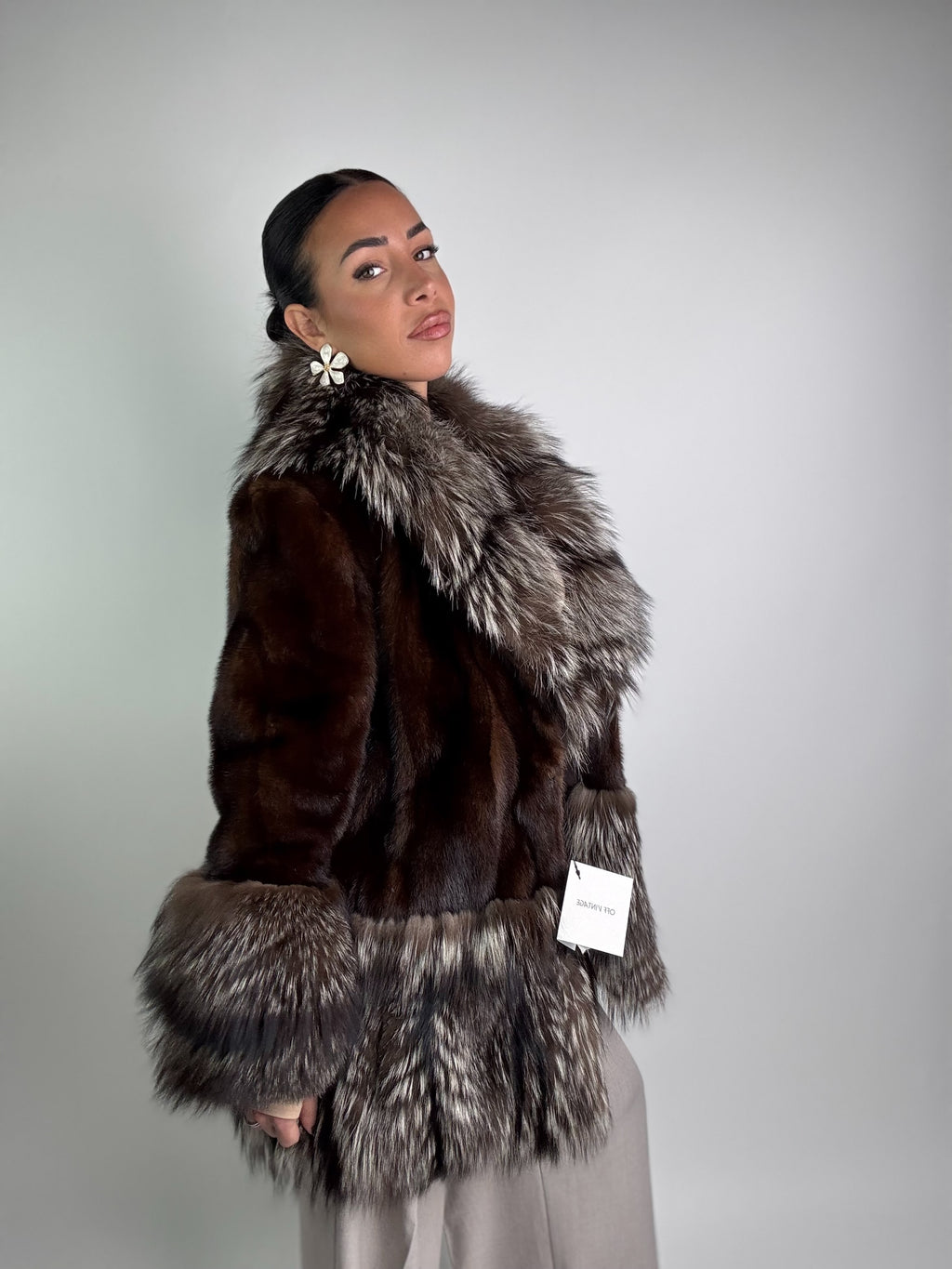 Giacca in visone e volpe argentata