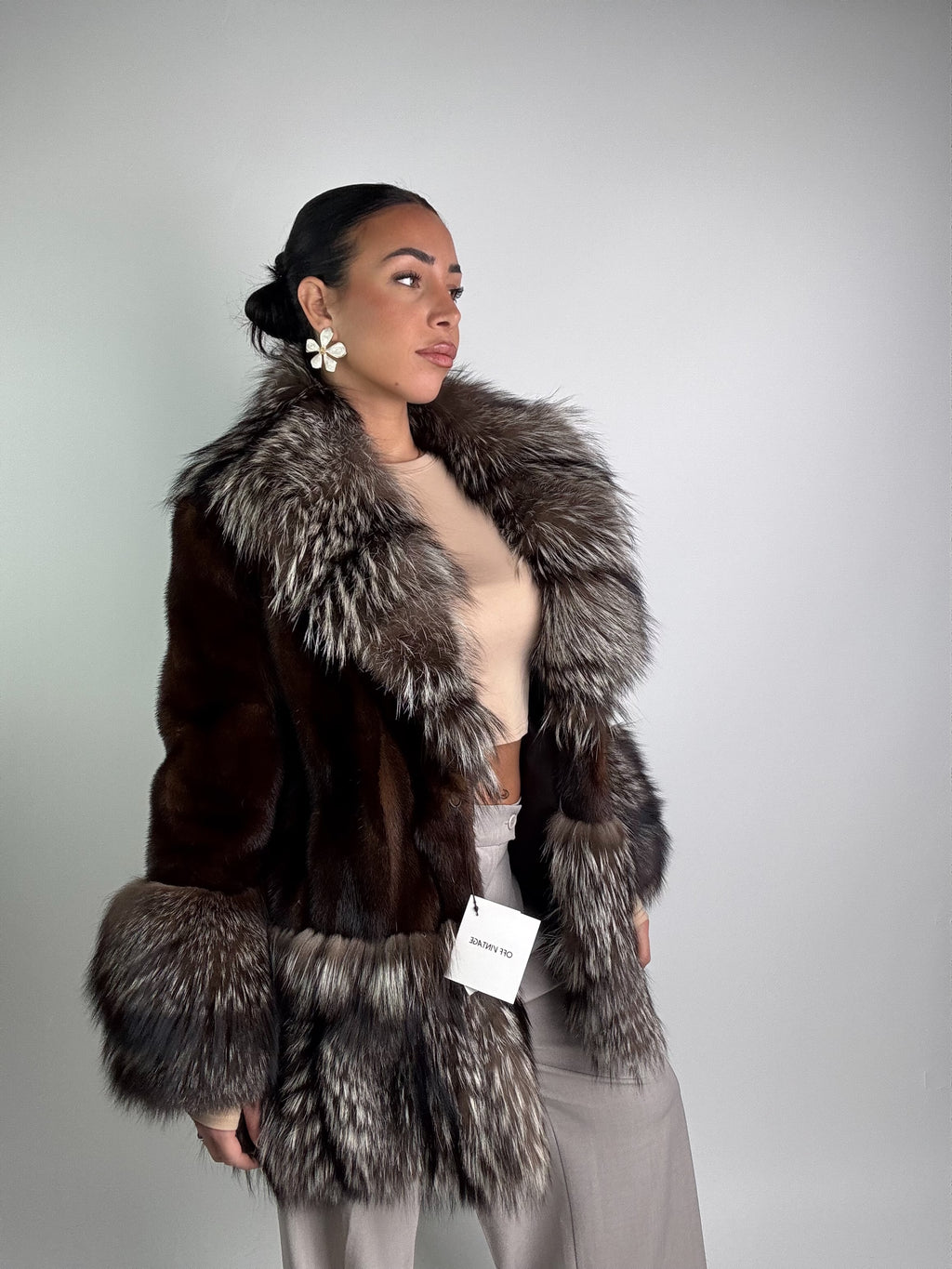 Giacca in visone e volpe argentata