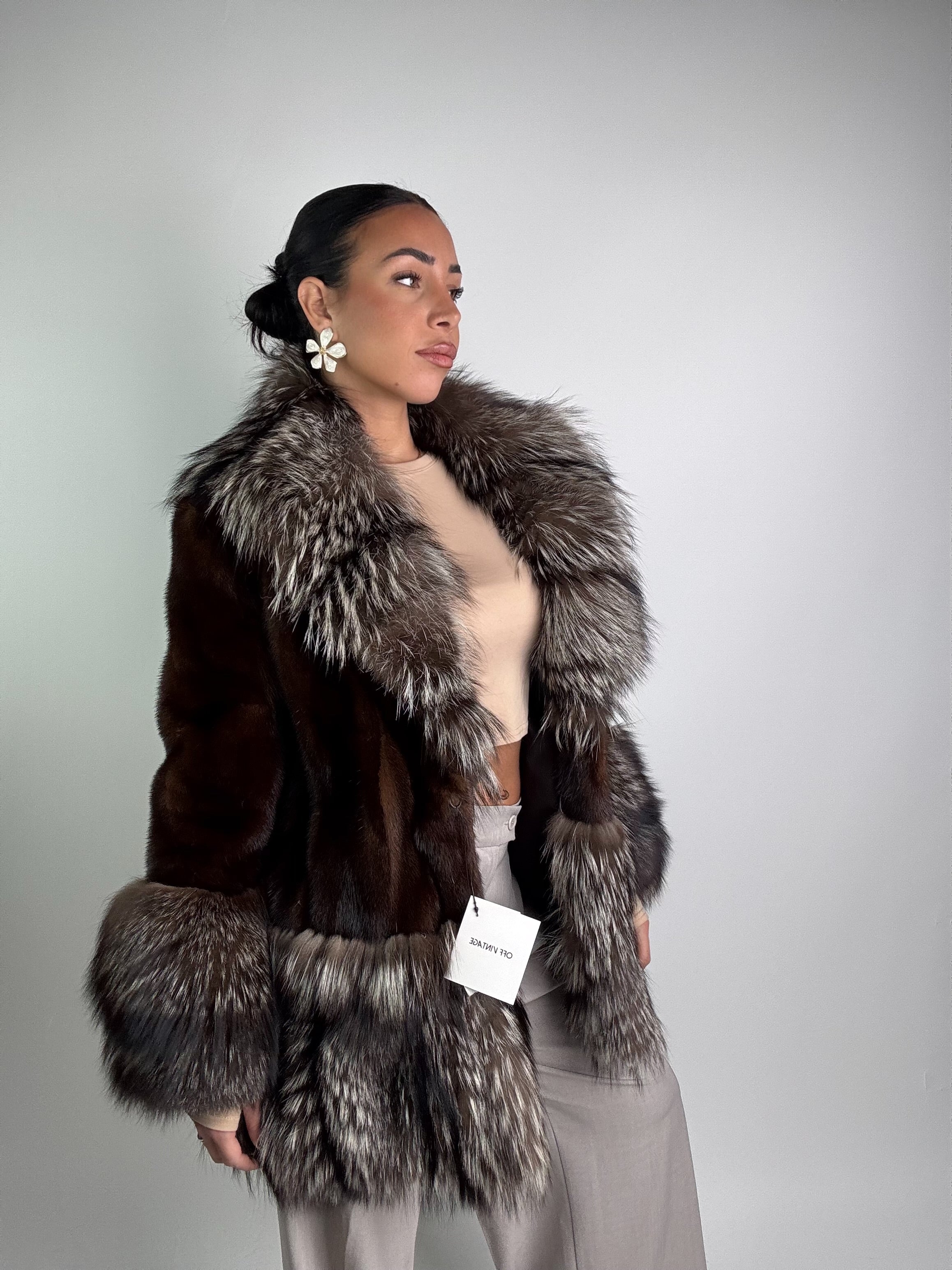 Giacca in visone e volpe argentata