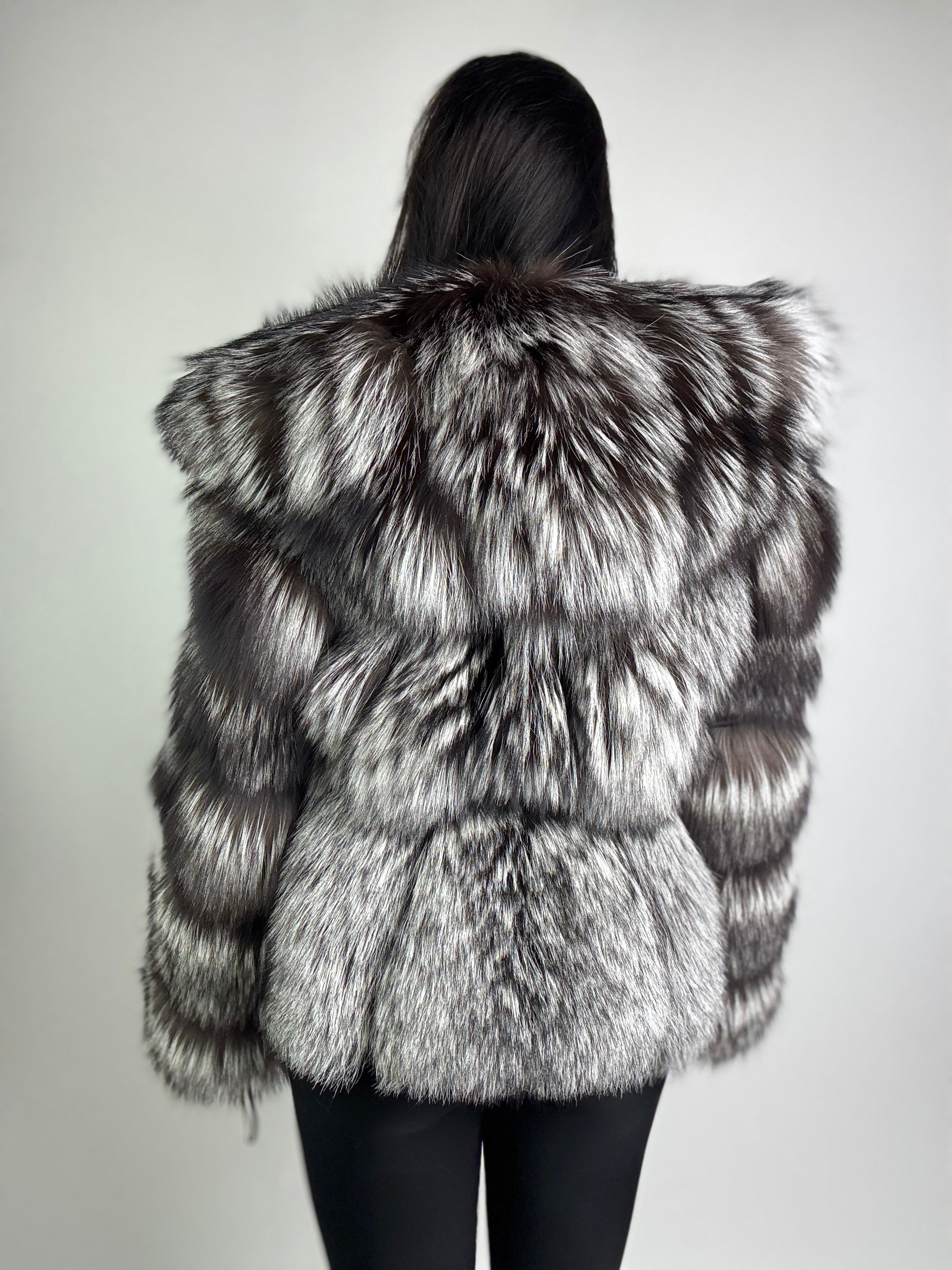 Giacca in volpe argentata