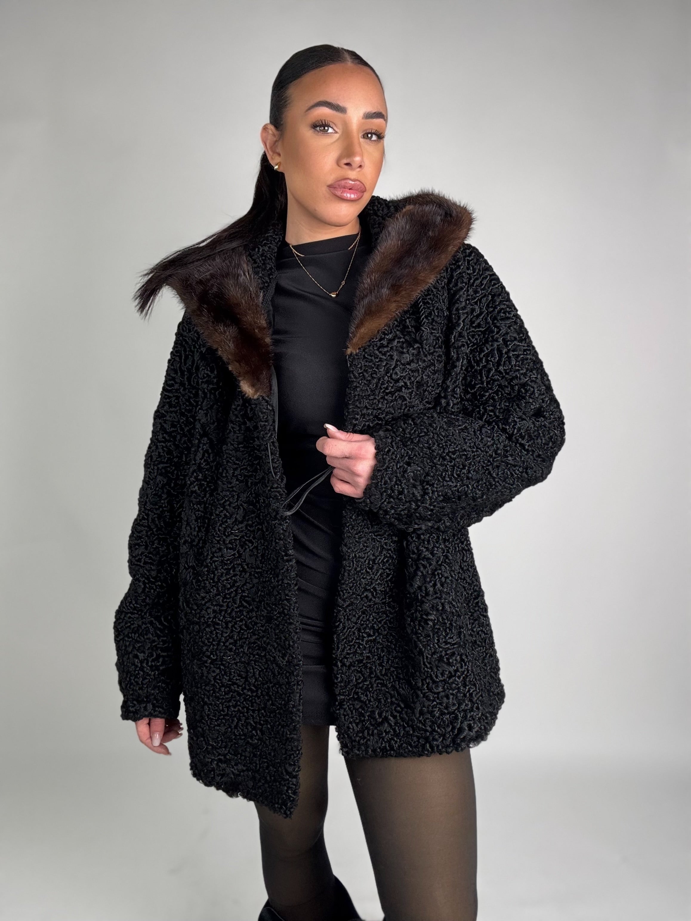 Giacca in astrakan e visone N36