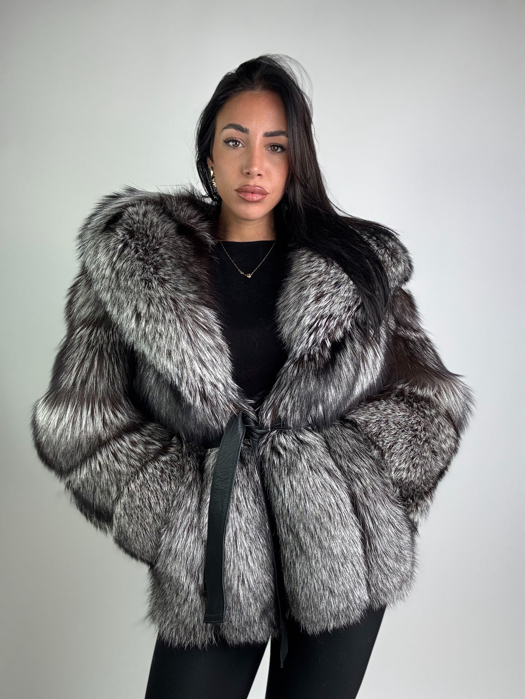 Giacca in volpe argentata
