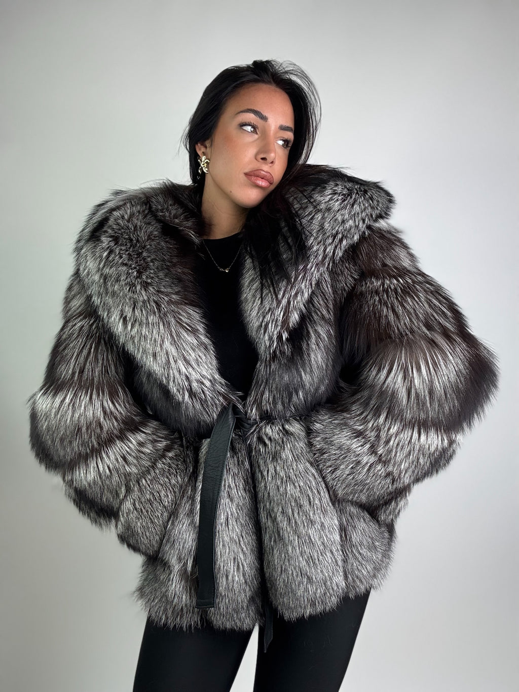 Giacca in volpe argentata