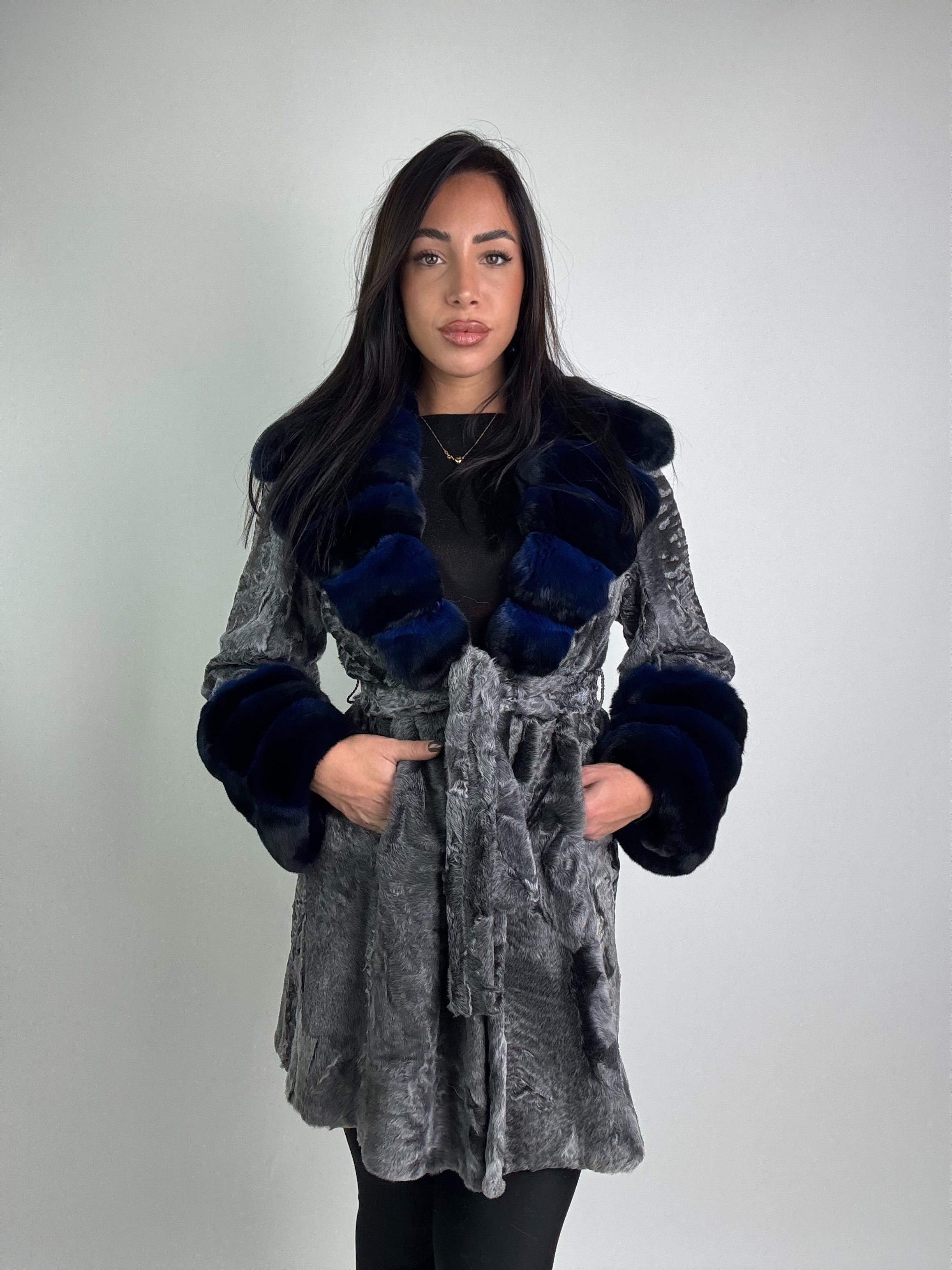 Cappotto in astrakan e cincillà
