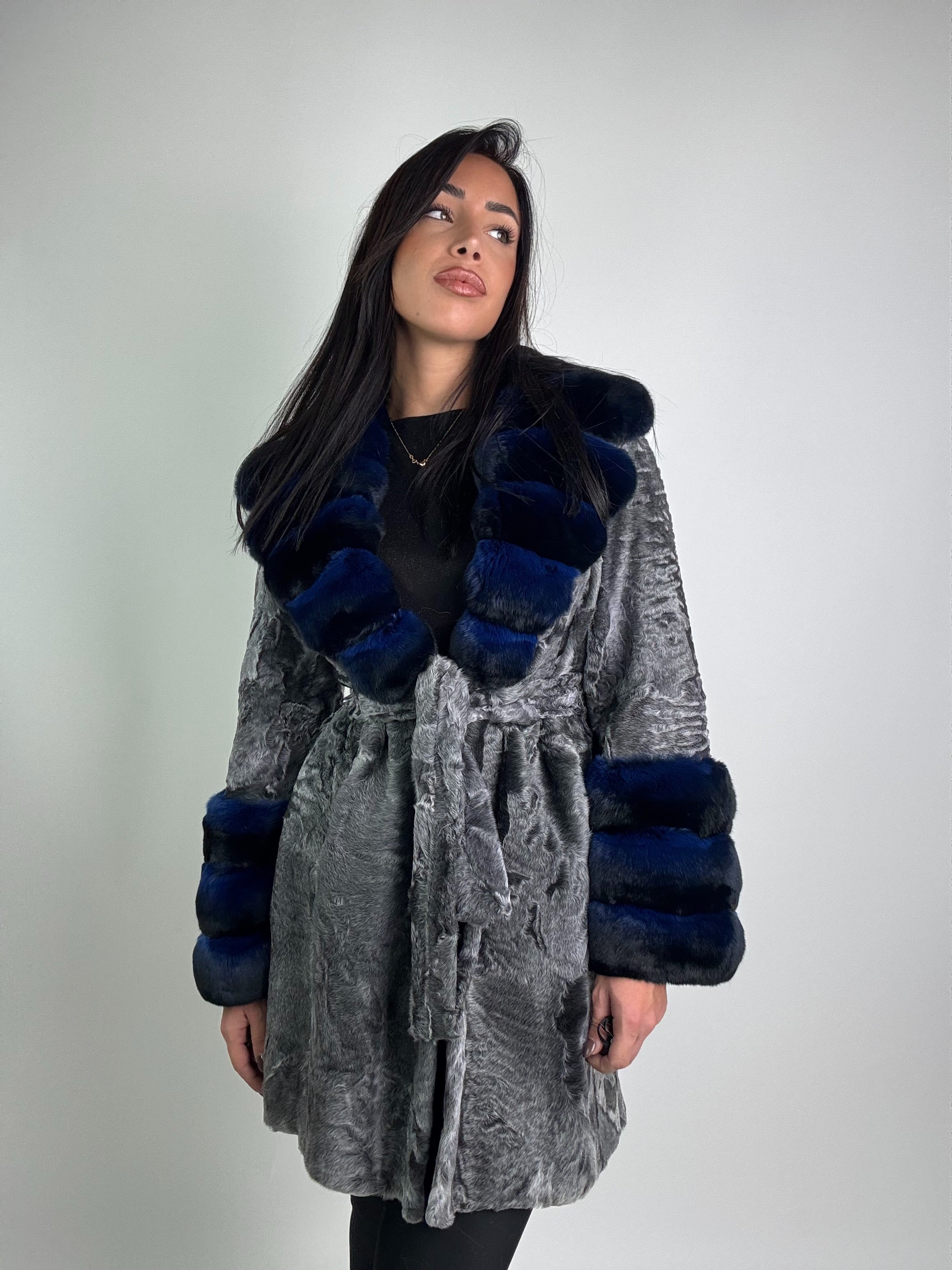 Cappotto in astrakan e cincillà