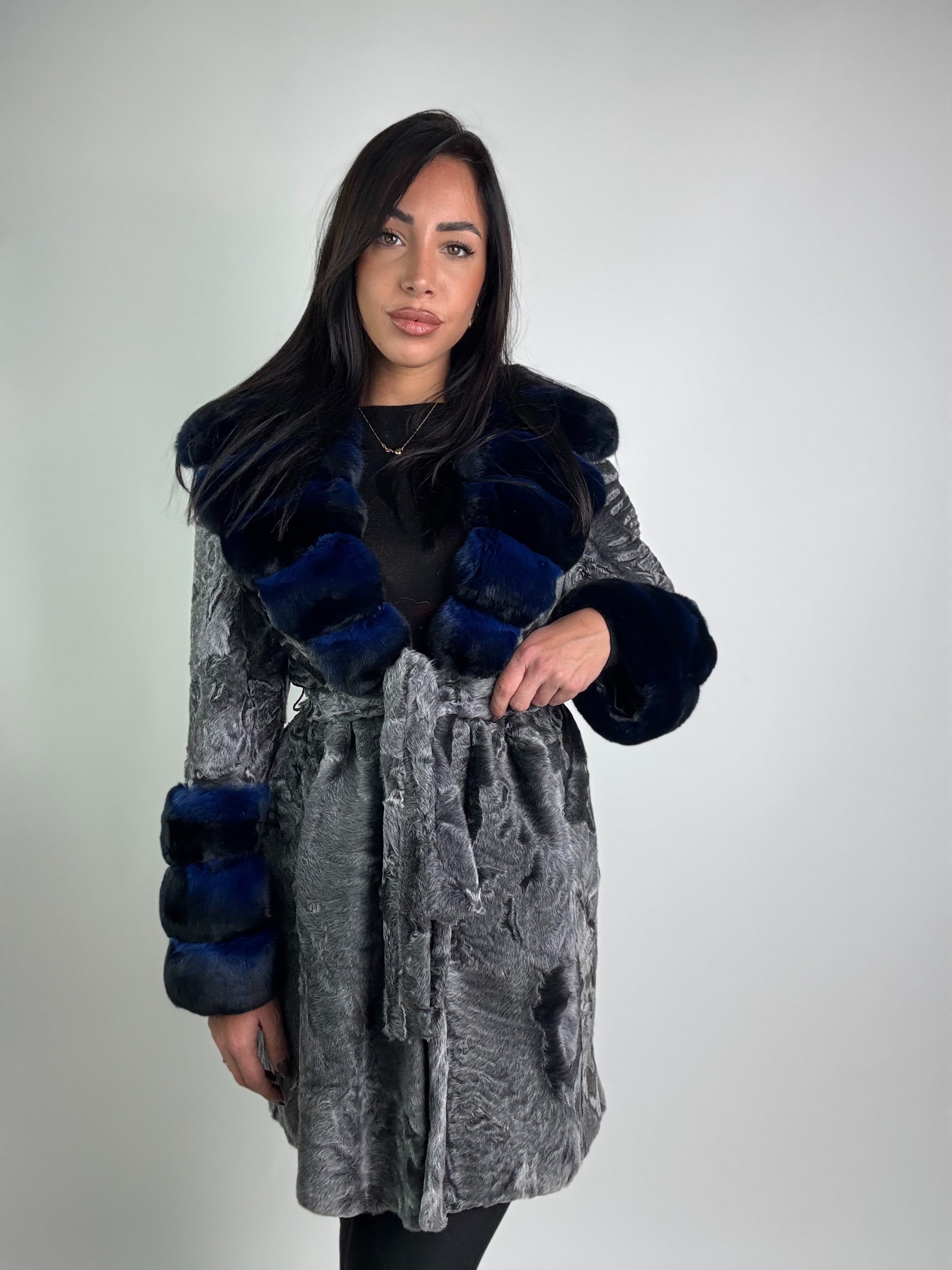 Cappotto in astrakan e cincillà