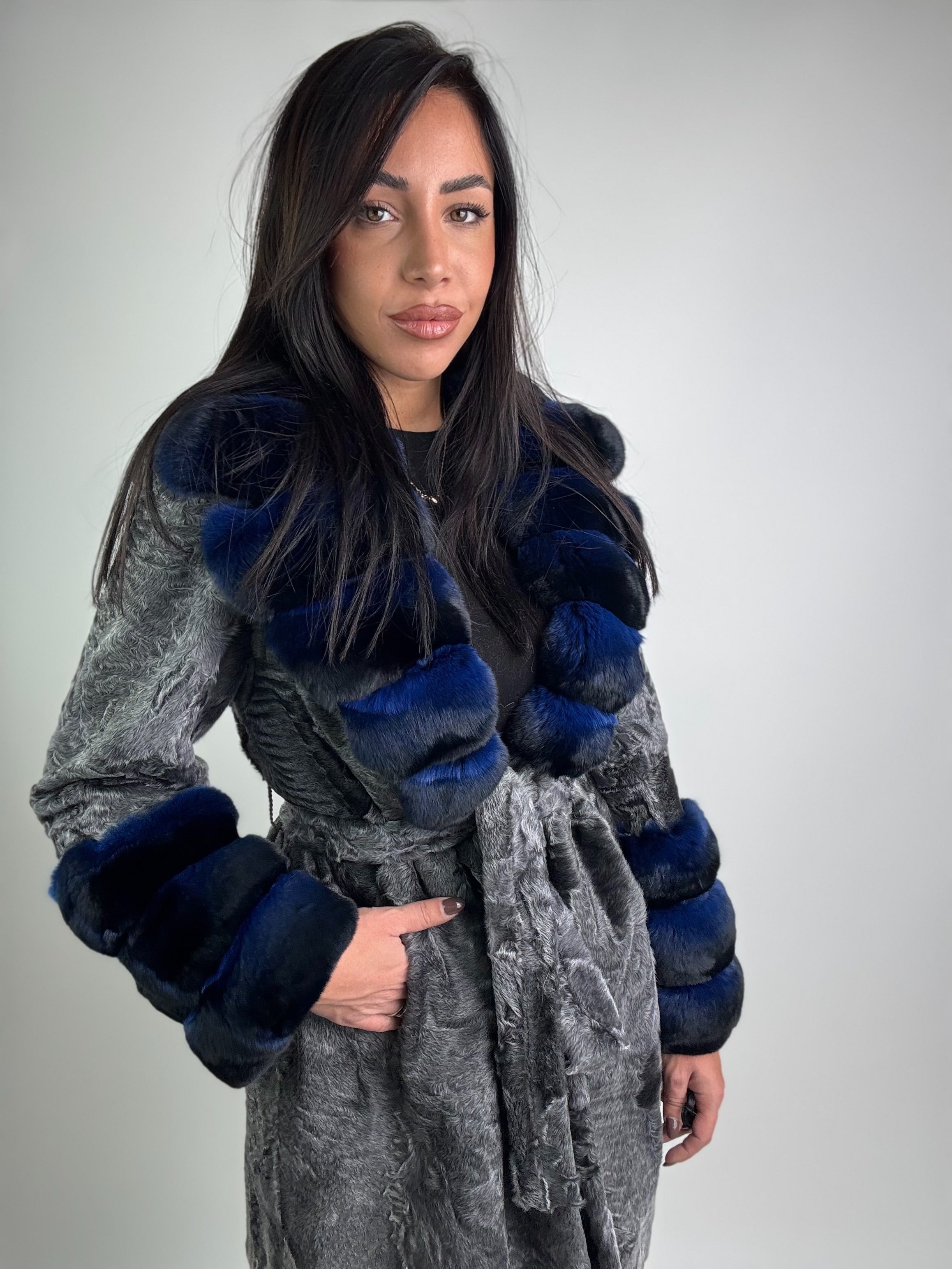 Cappotto in astrakan e cincillà