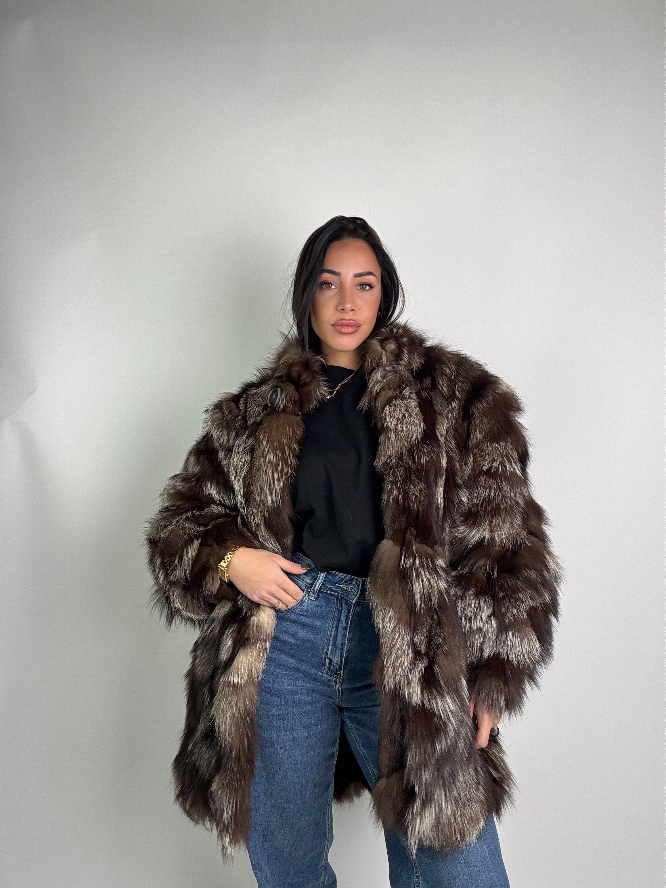 Giacca in volpe argentata N983