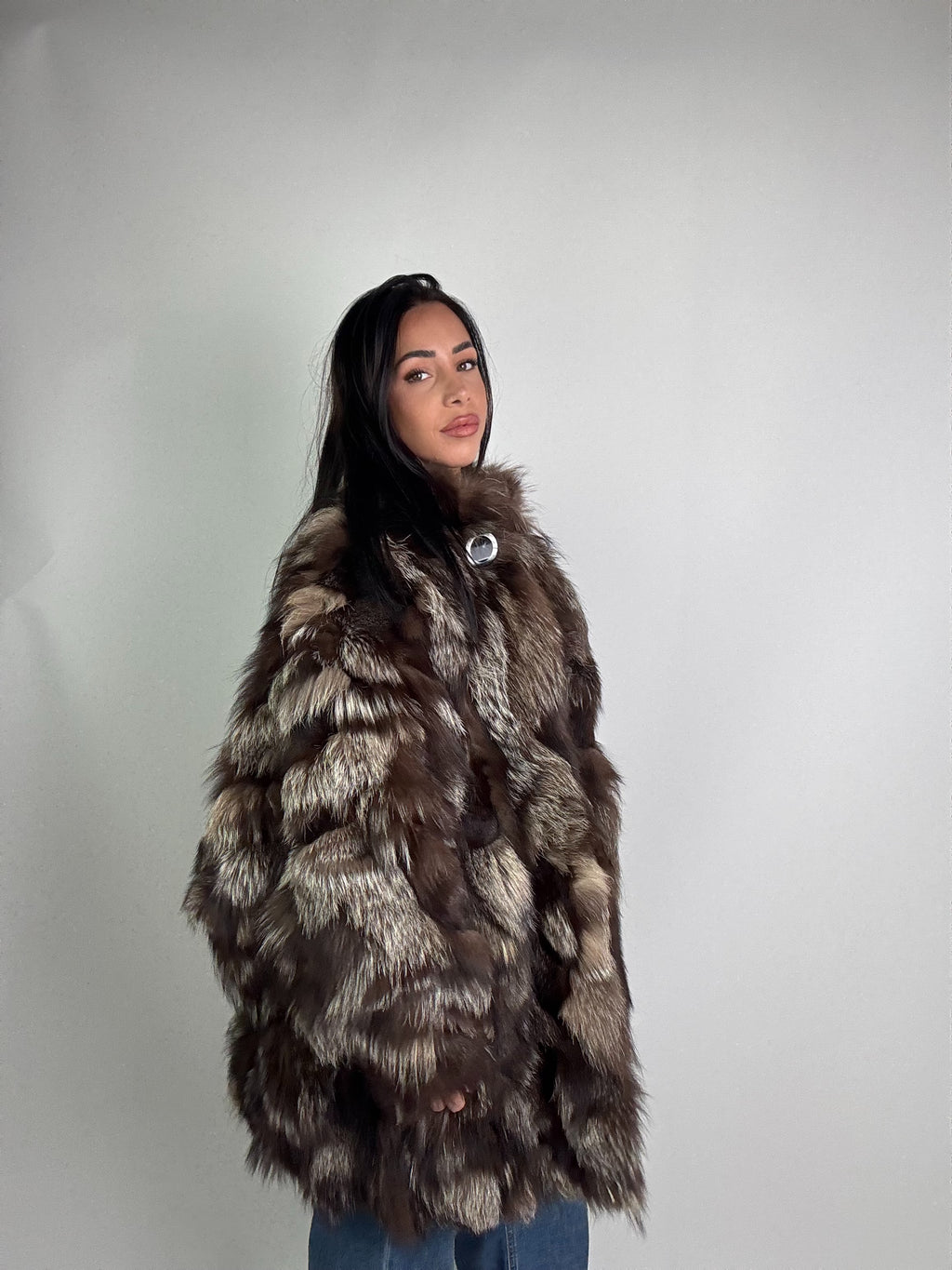 Giacca in volpe argentata N983