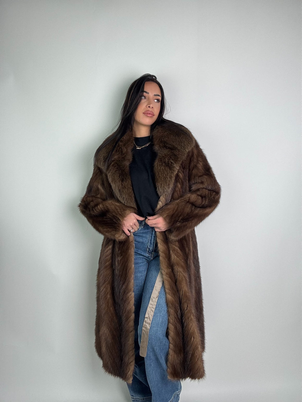 Cappotto in visone e volpe N383