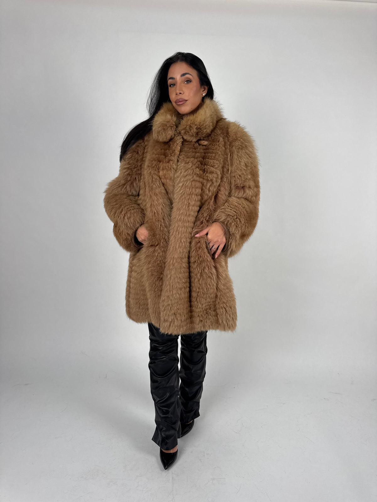 Giacca in volpe caramel N804