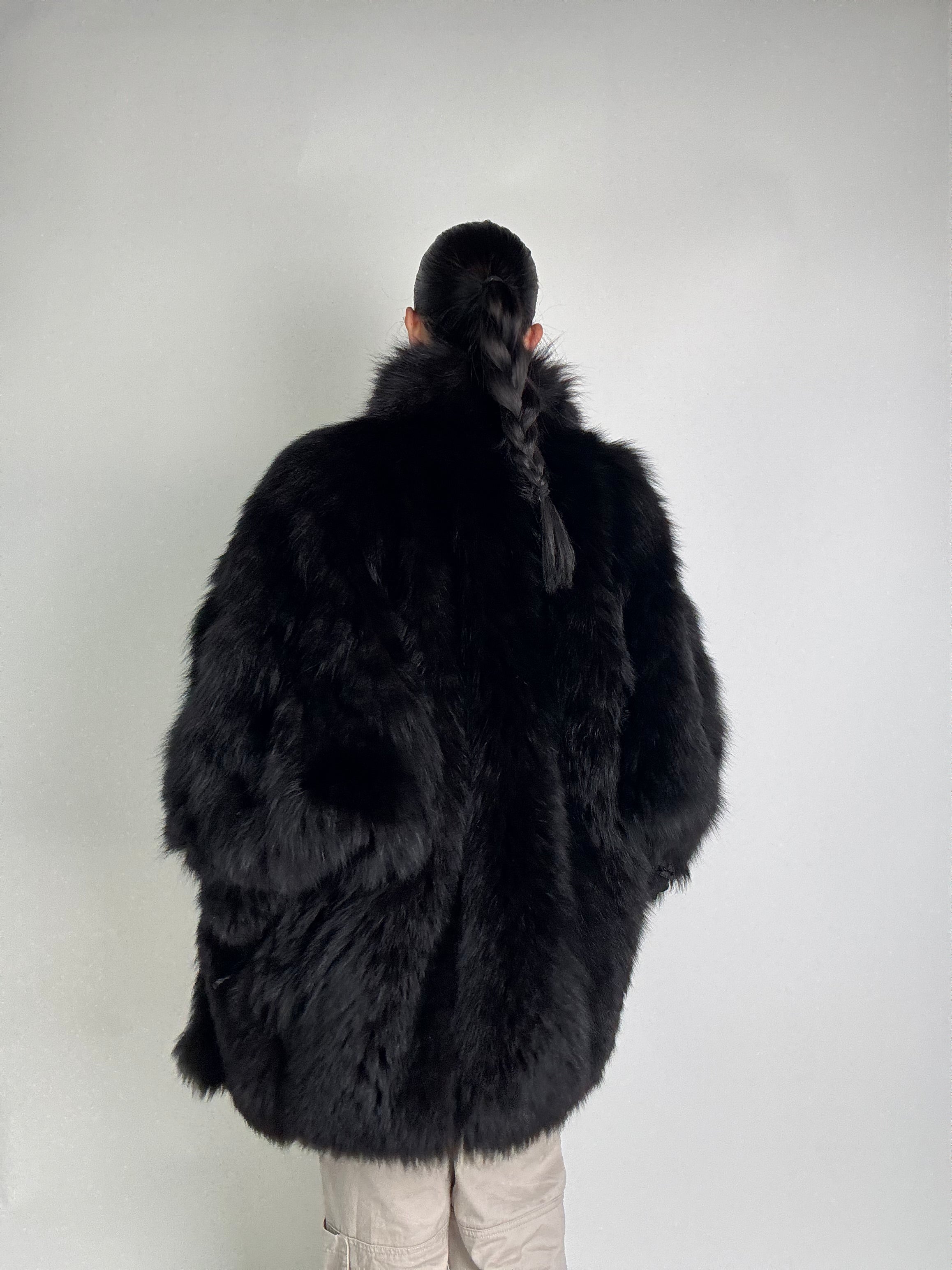 Giacca in volpe total black N988