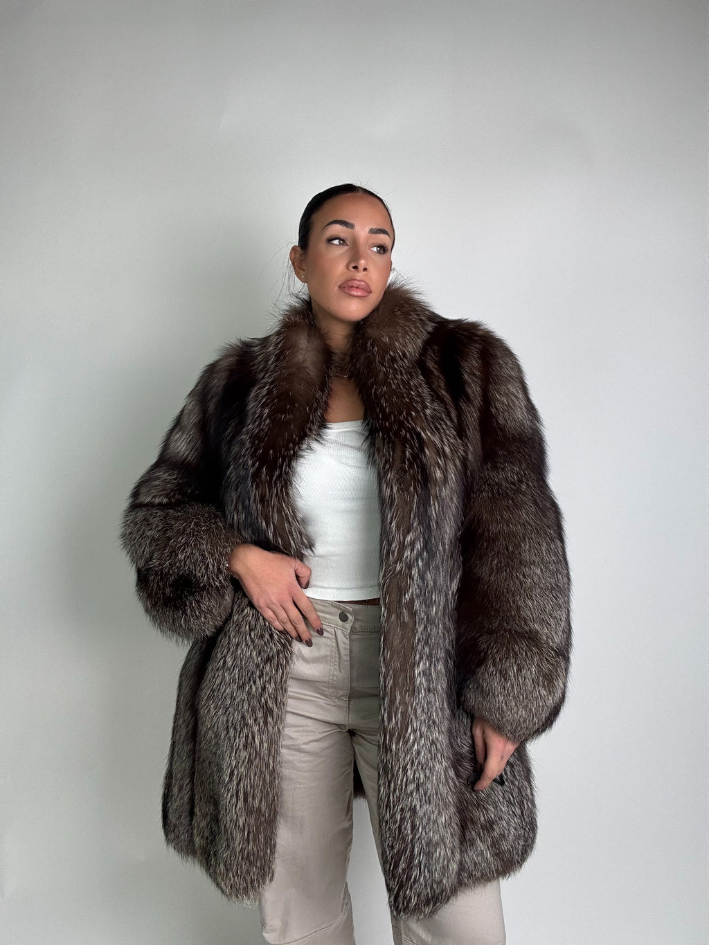 Giacca in volpe argentata N986