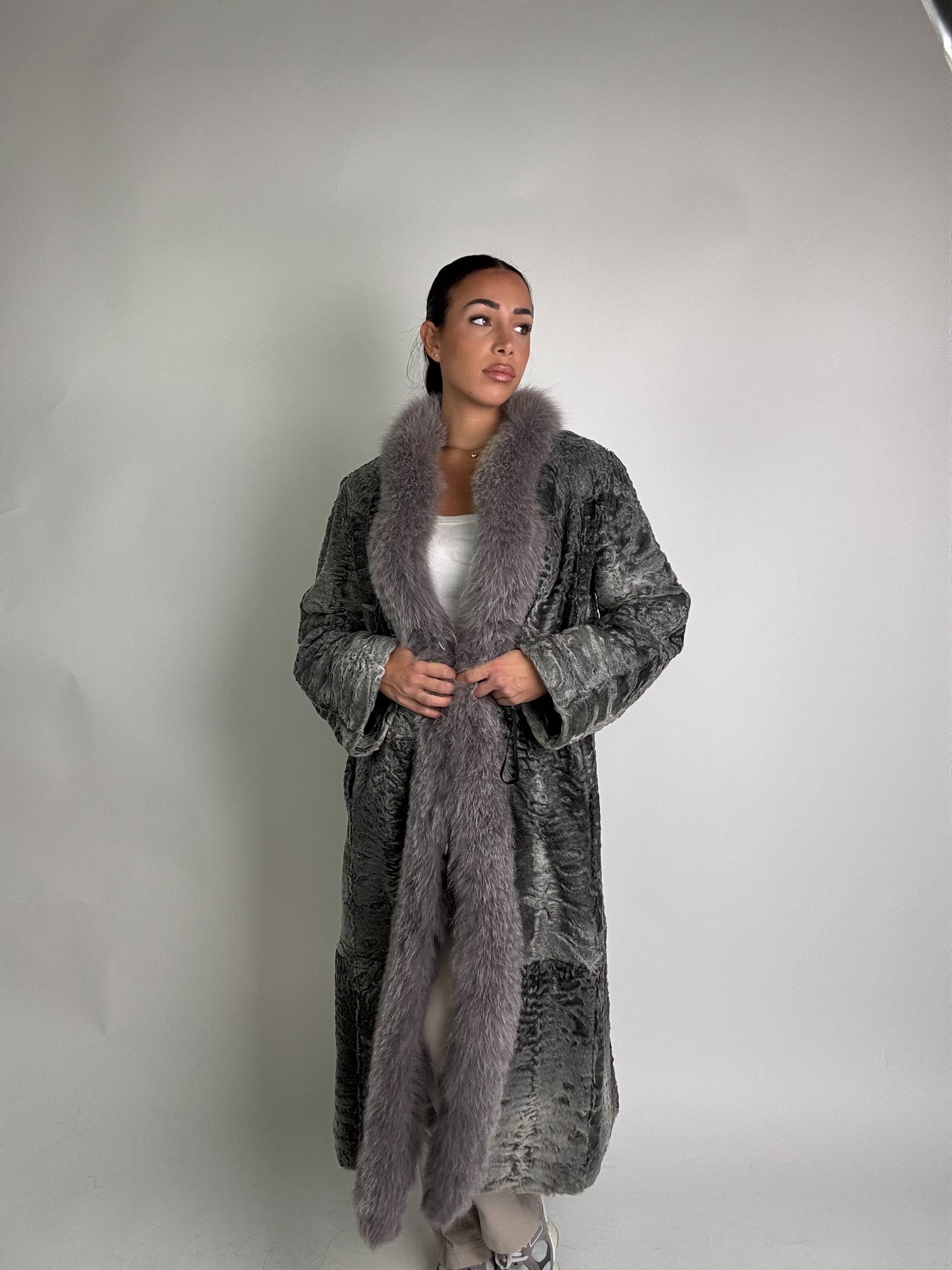 Giacca in astrakan e volpe N24