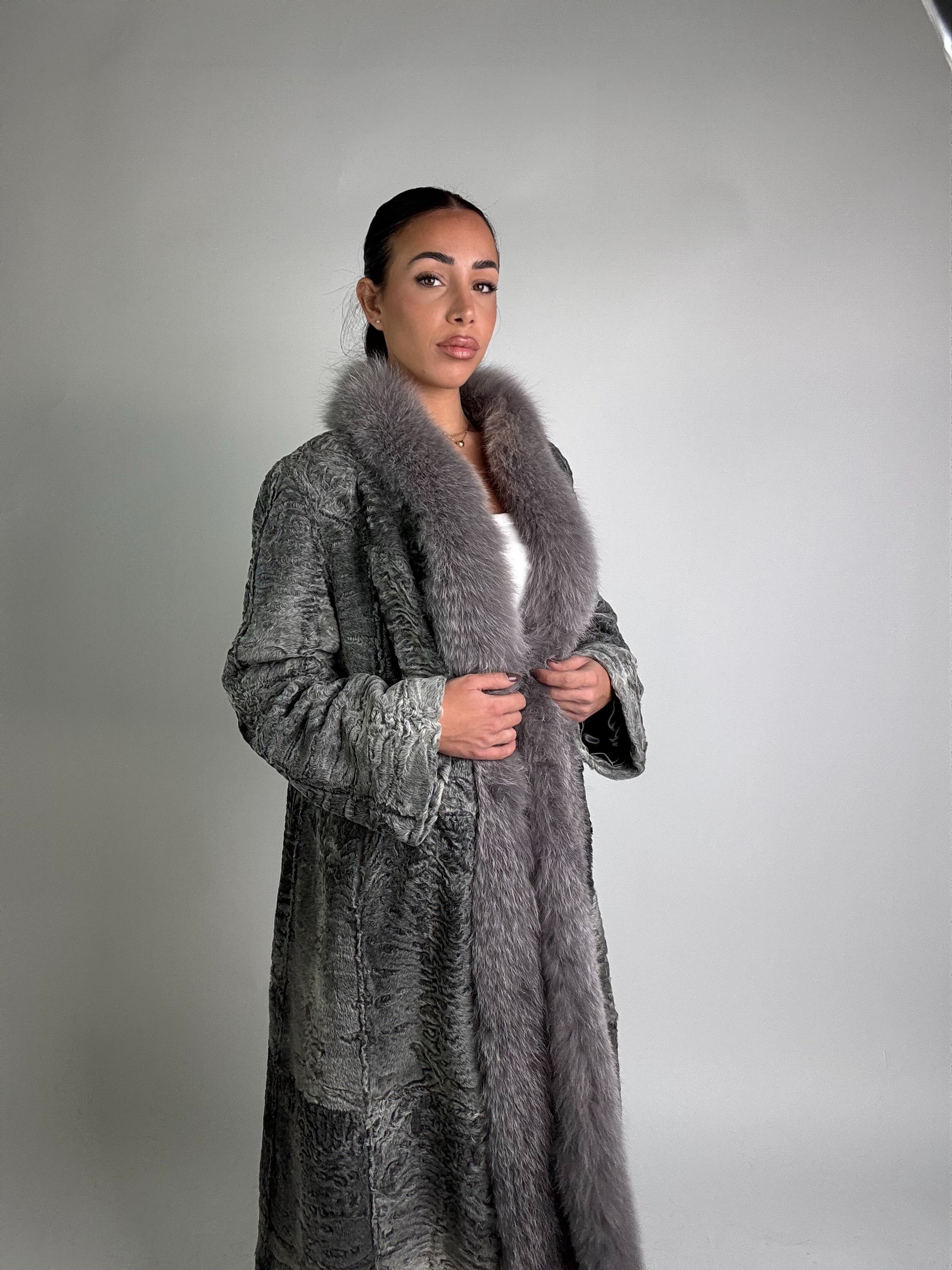 Giacca in astrakan e volpe N24