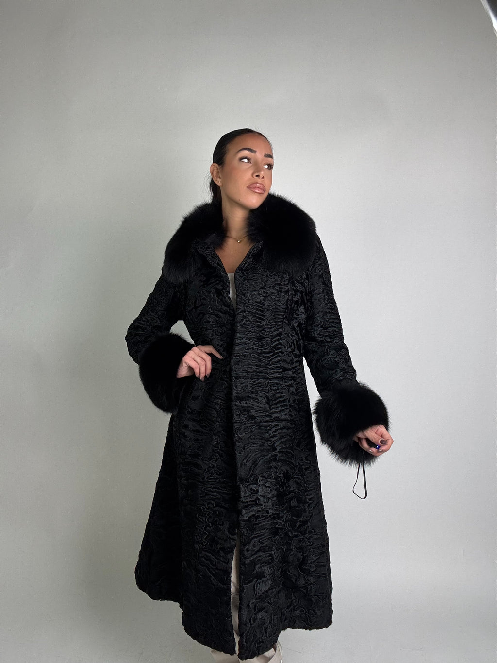 Giacca in astrakan e volpe N25