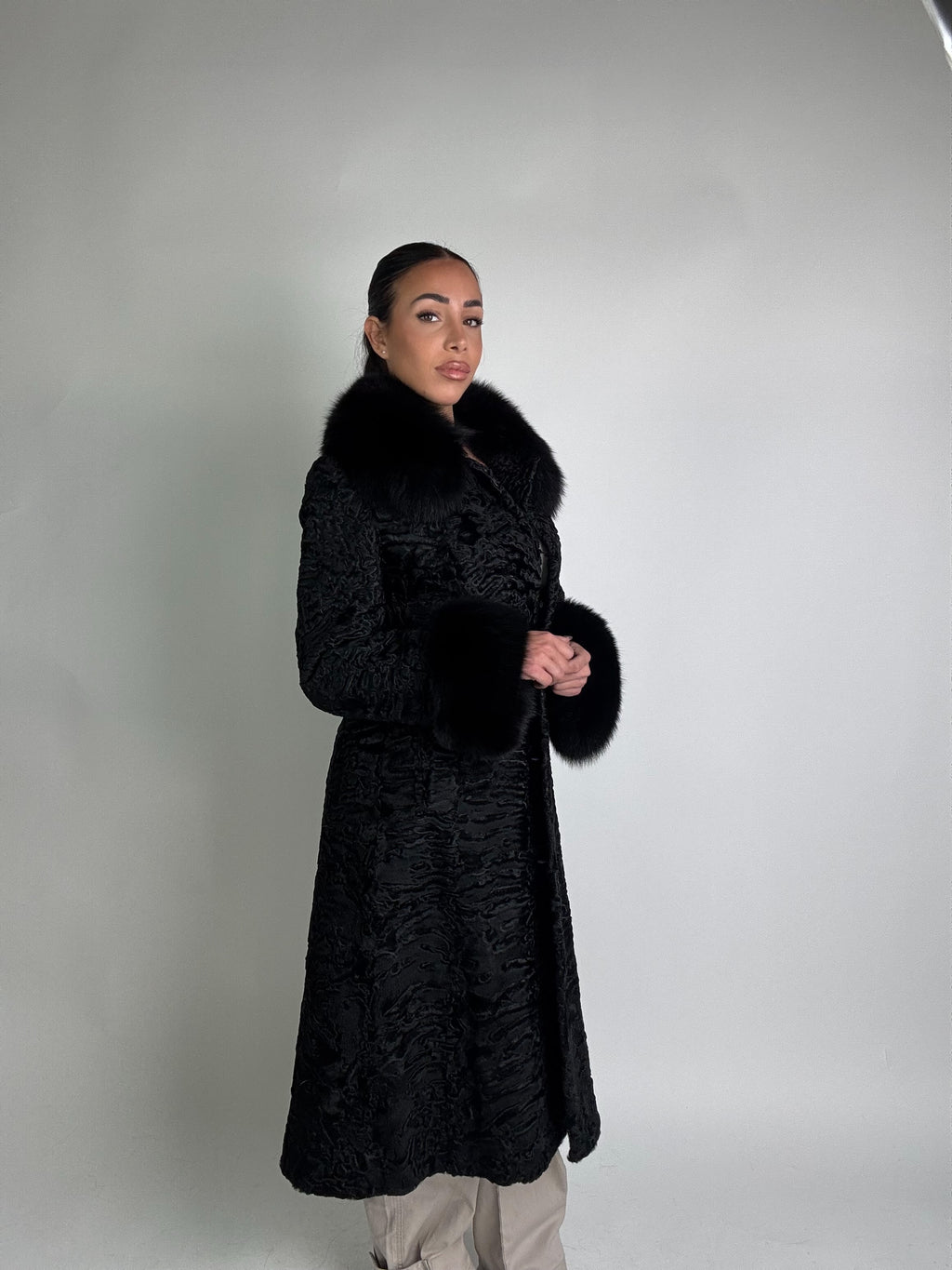 Giacca in astrakan e volpe N25