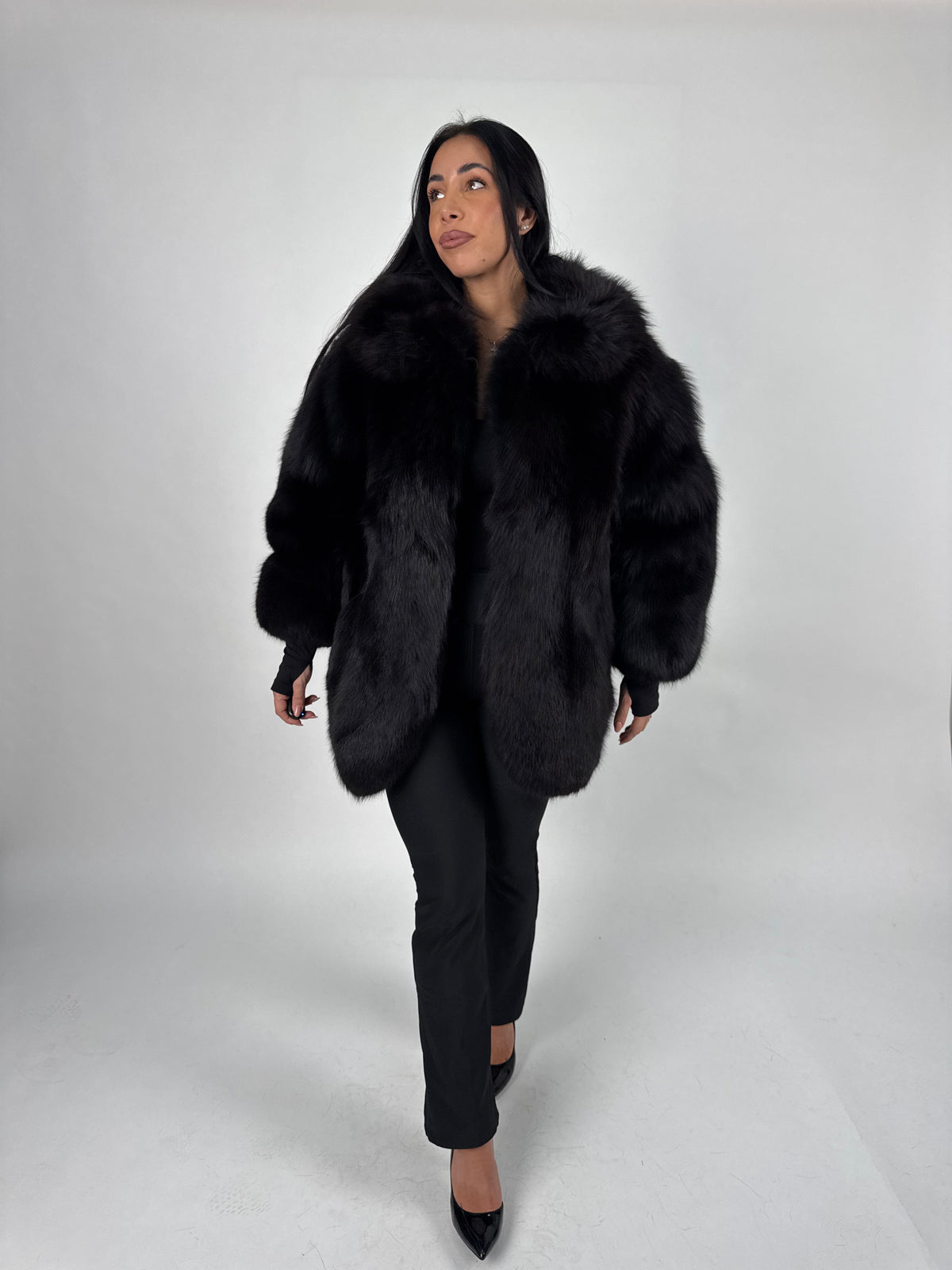 Giacca in volpe black N817