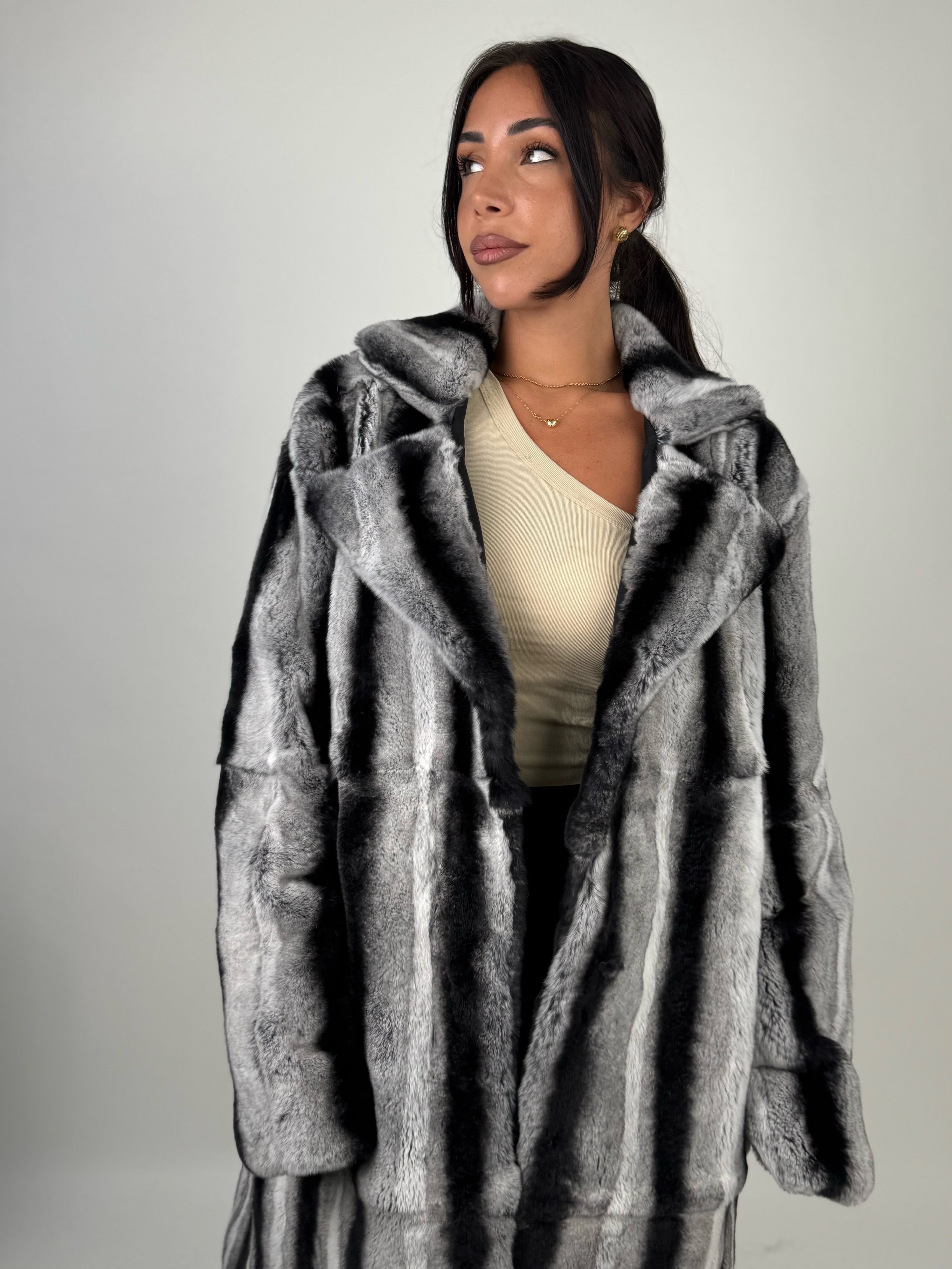 Cappotto in rex cincillà N749