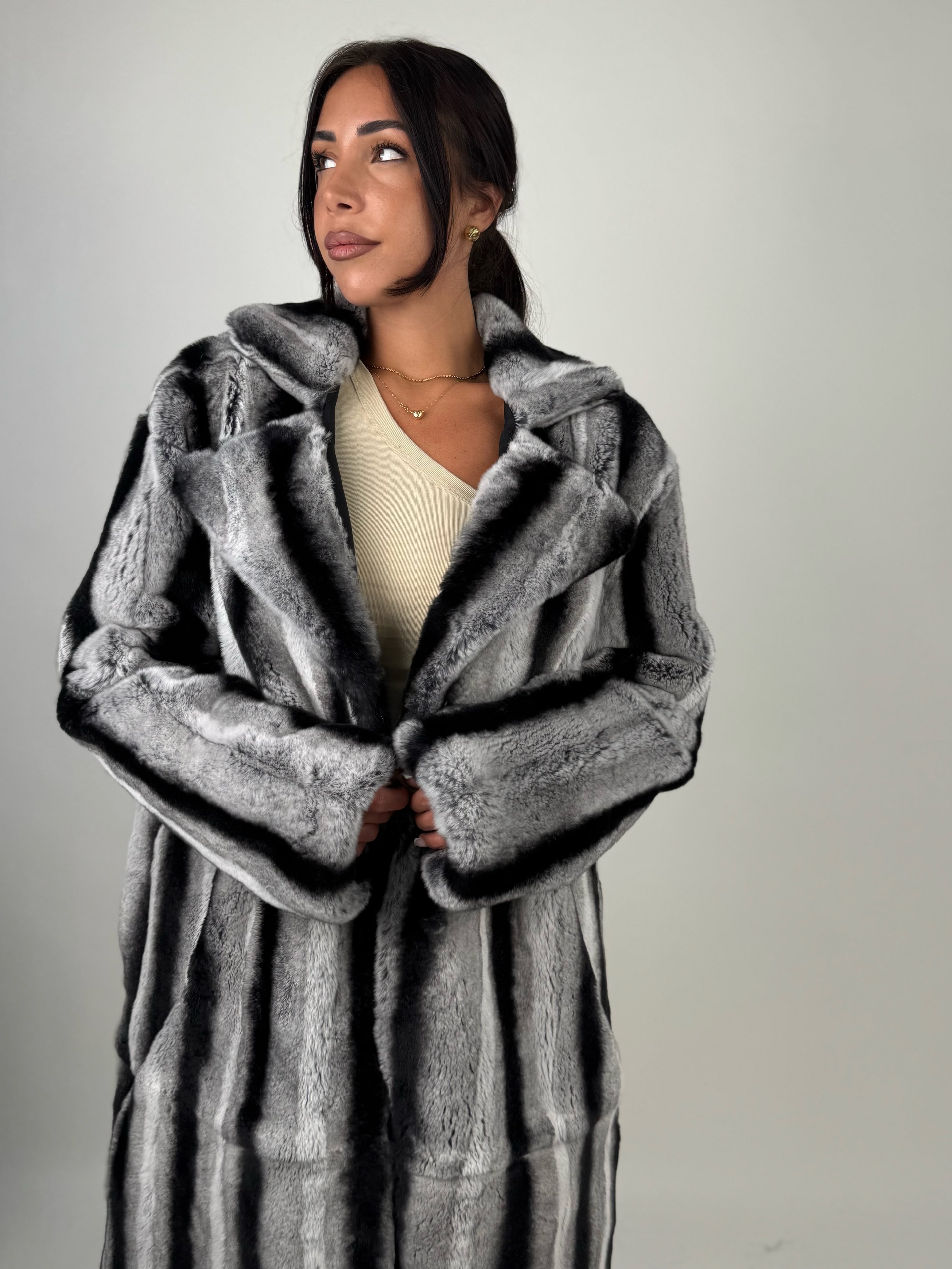 Cappotto in rex cincillà N749