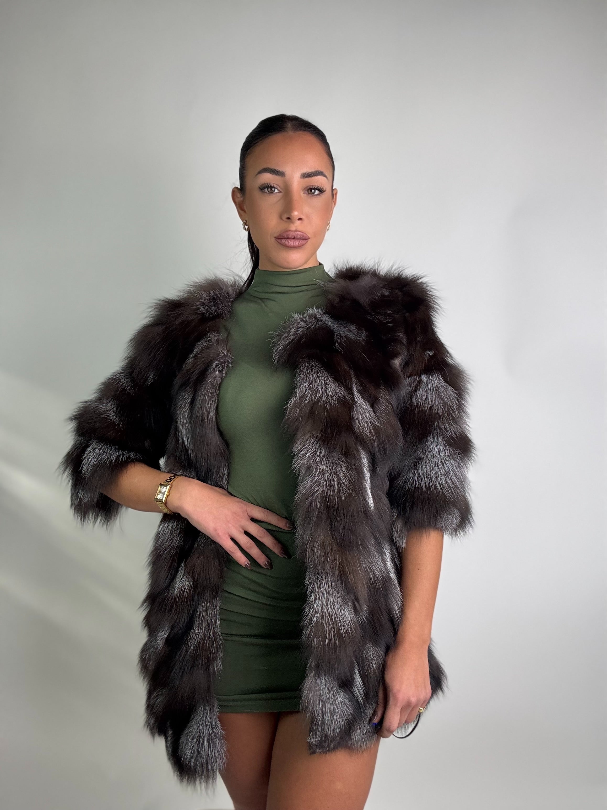 Giacca in volpe argentata N03