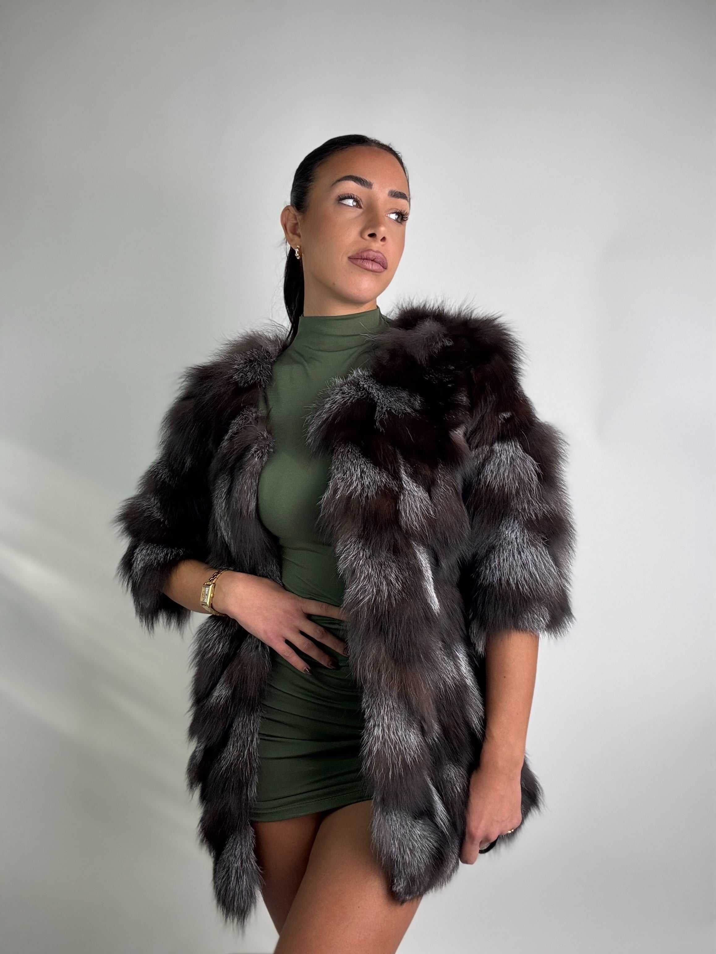 Giacca in volpe argentata N03