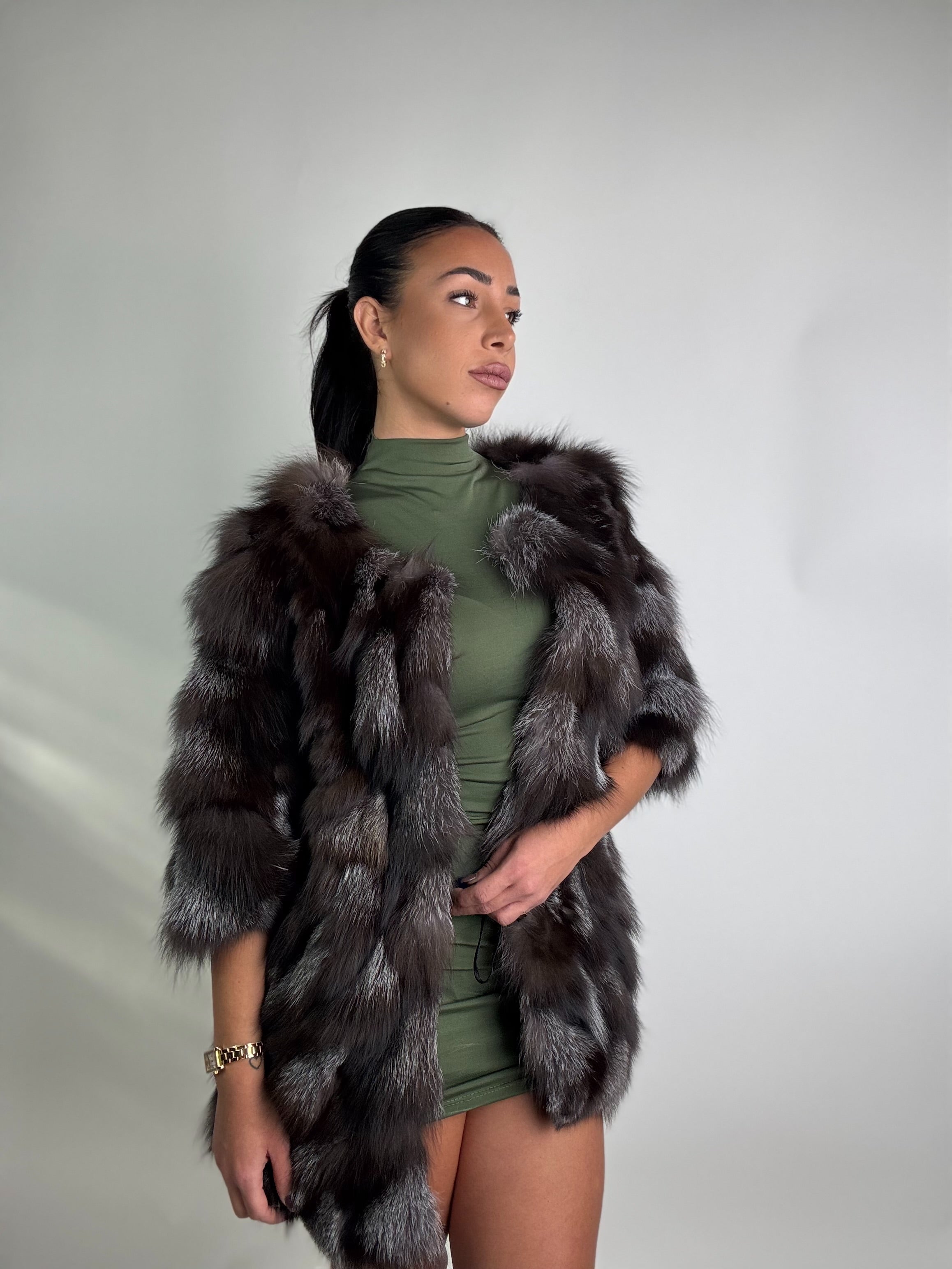 Giacca in volpe argentata N03