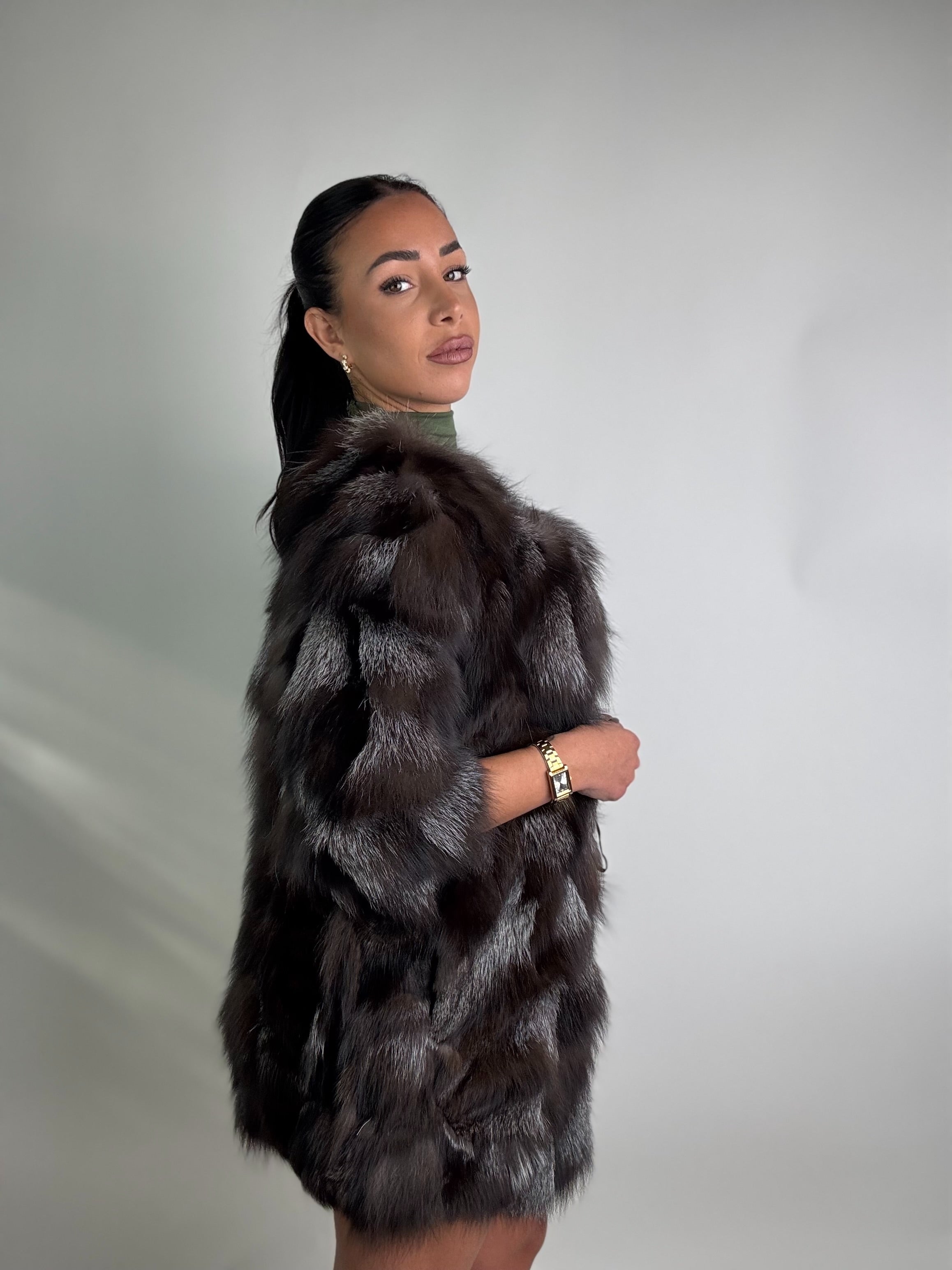 Giacca in volpe argentata N03