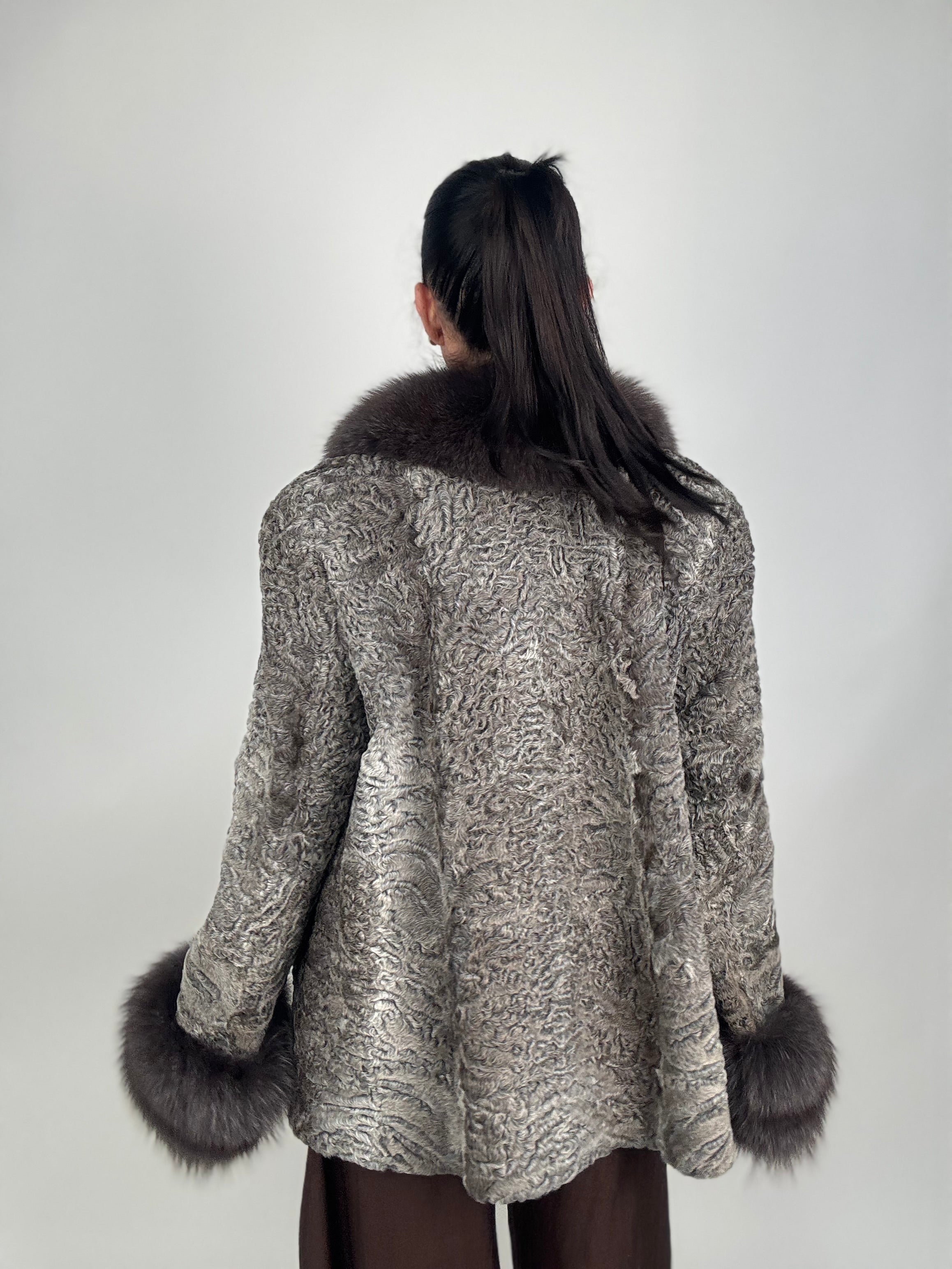 Giacca in astrakan e volpe N66