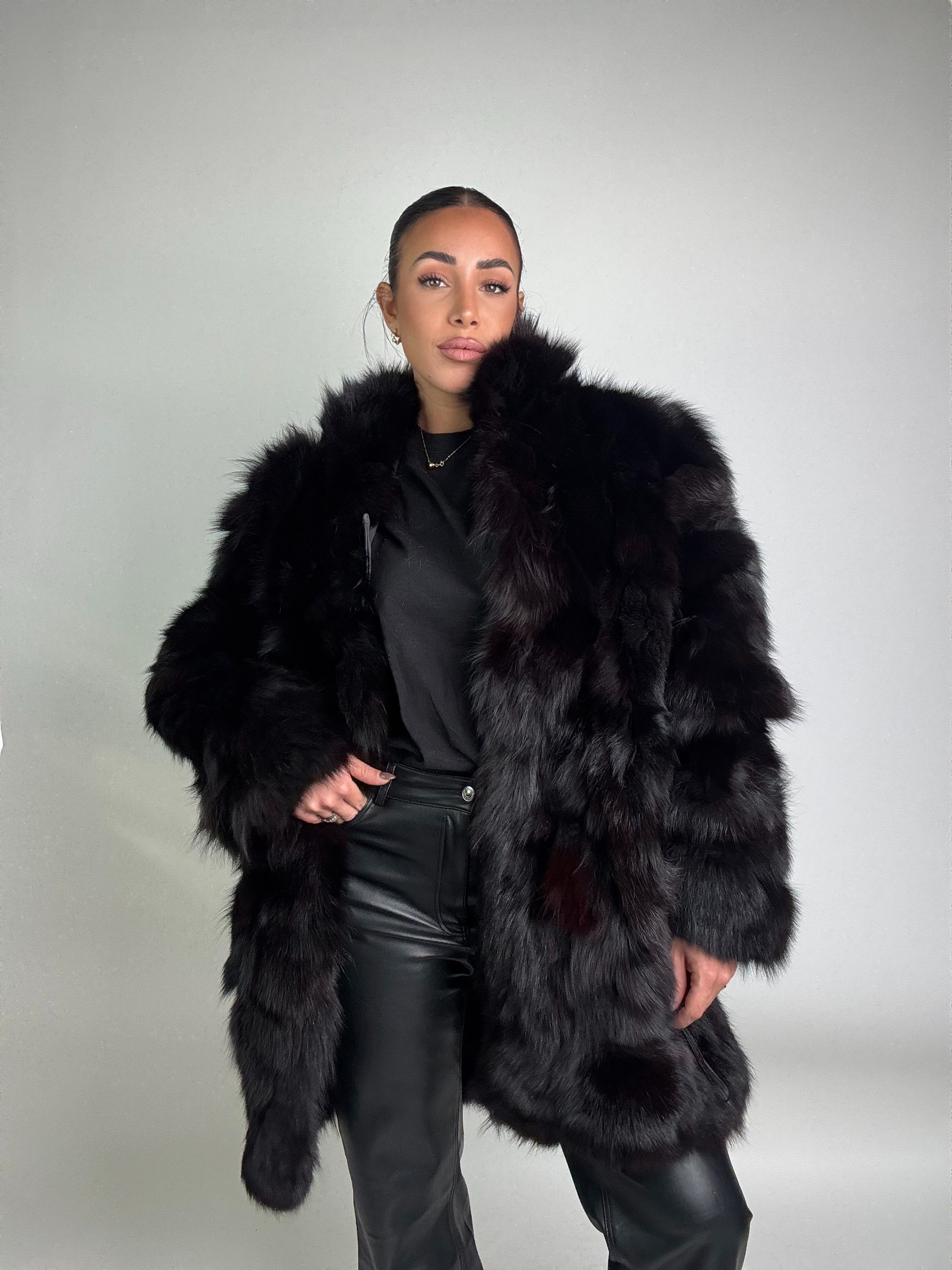 Giacca in volpe total black N05