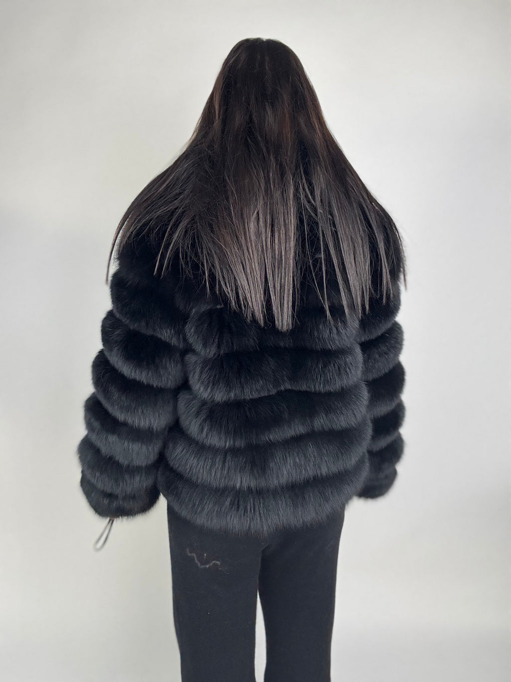 Mink jacket with belt and hood