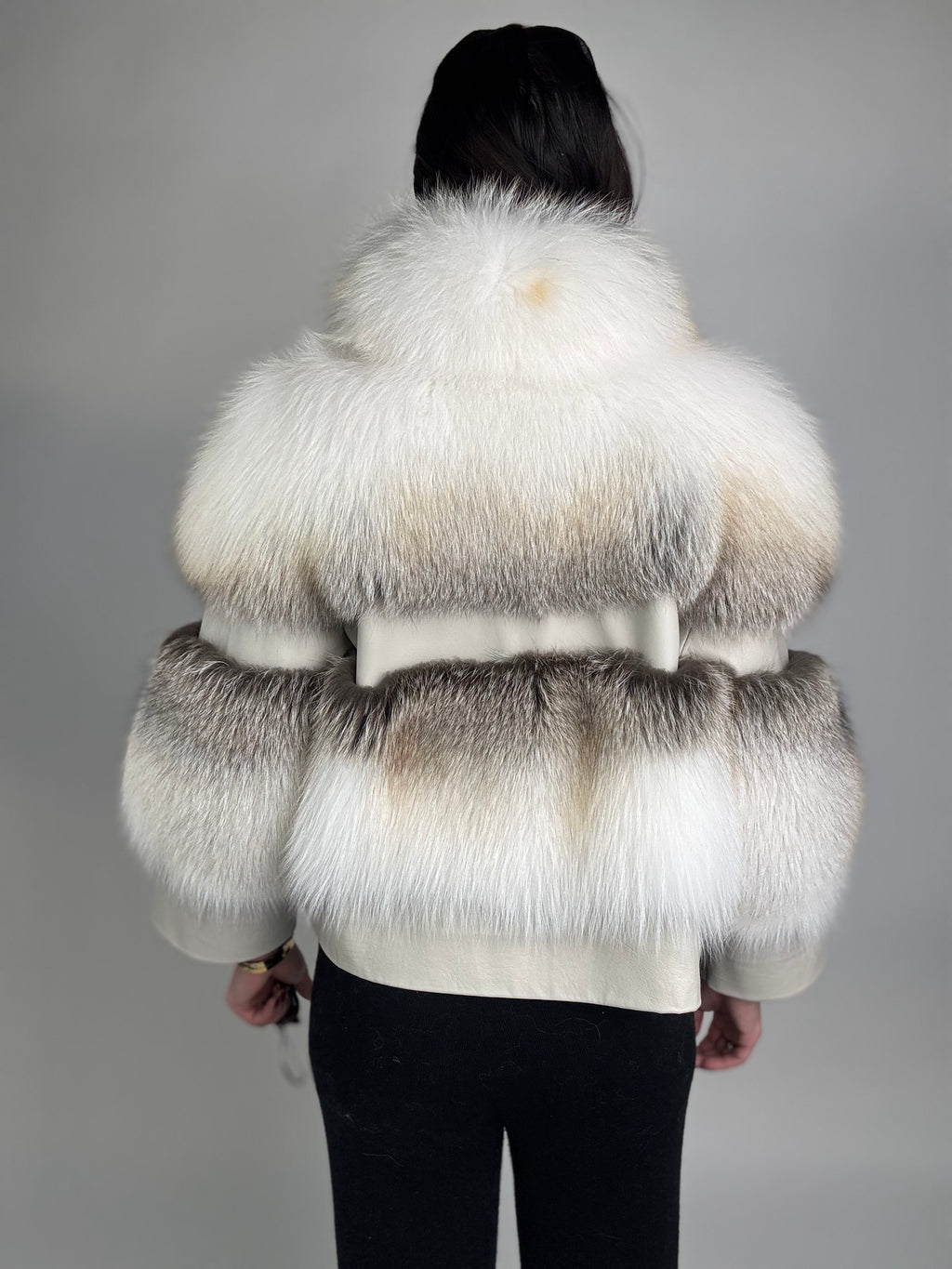 Mink jacket with belt and hood