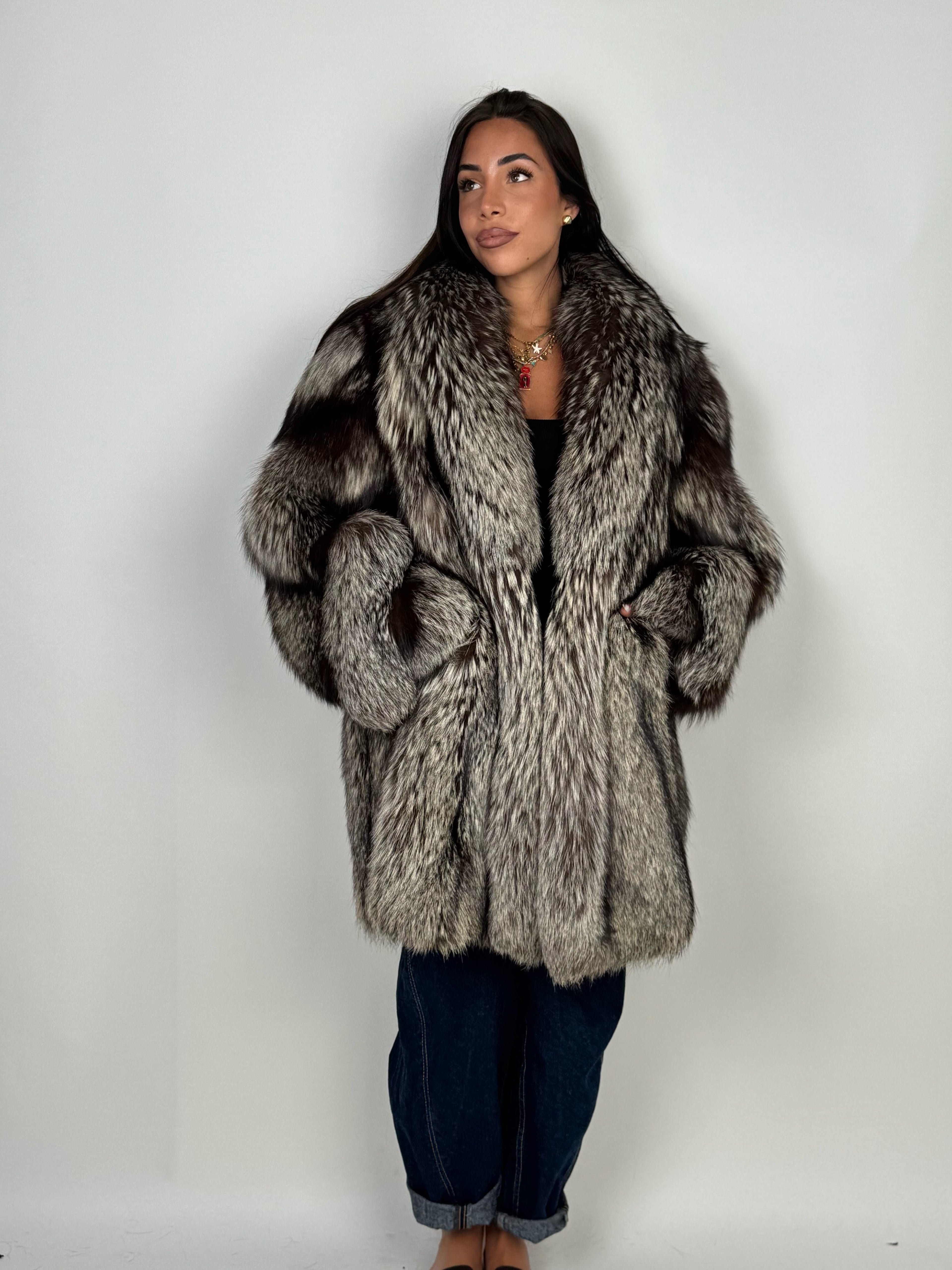 Giacca in volpe argentata N756