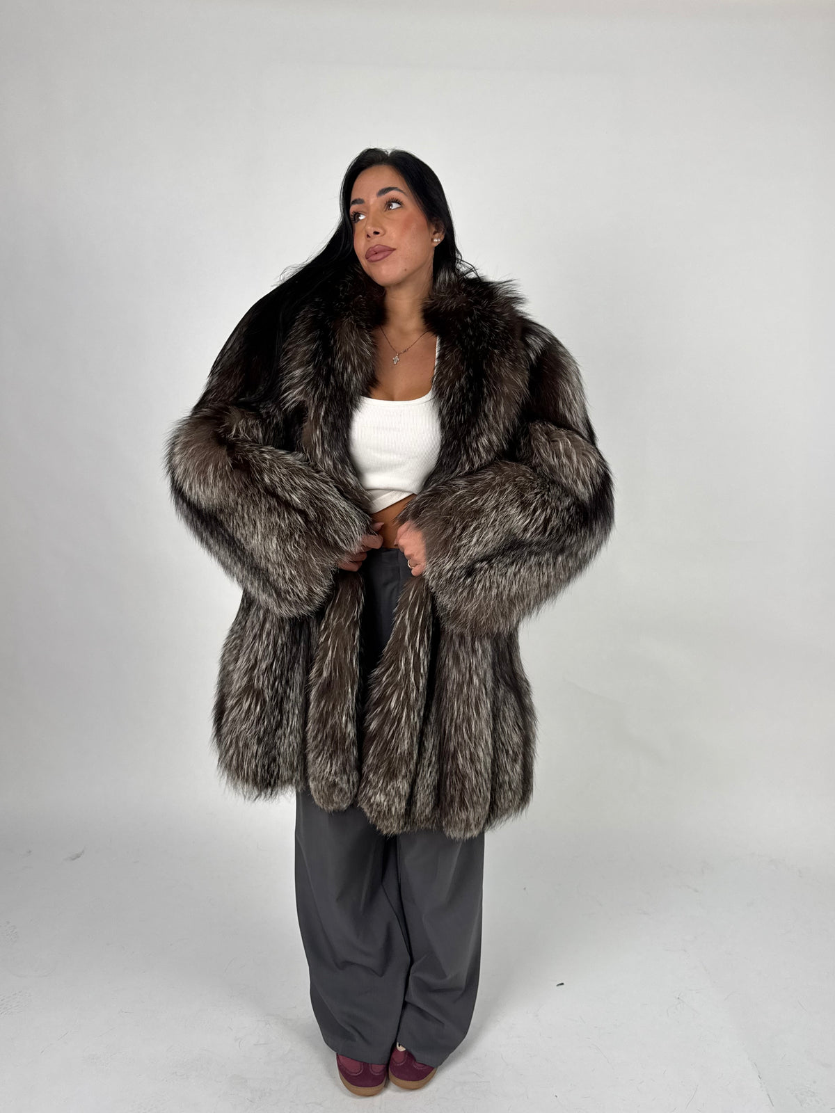 Giacca in volpe argentata N822