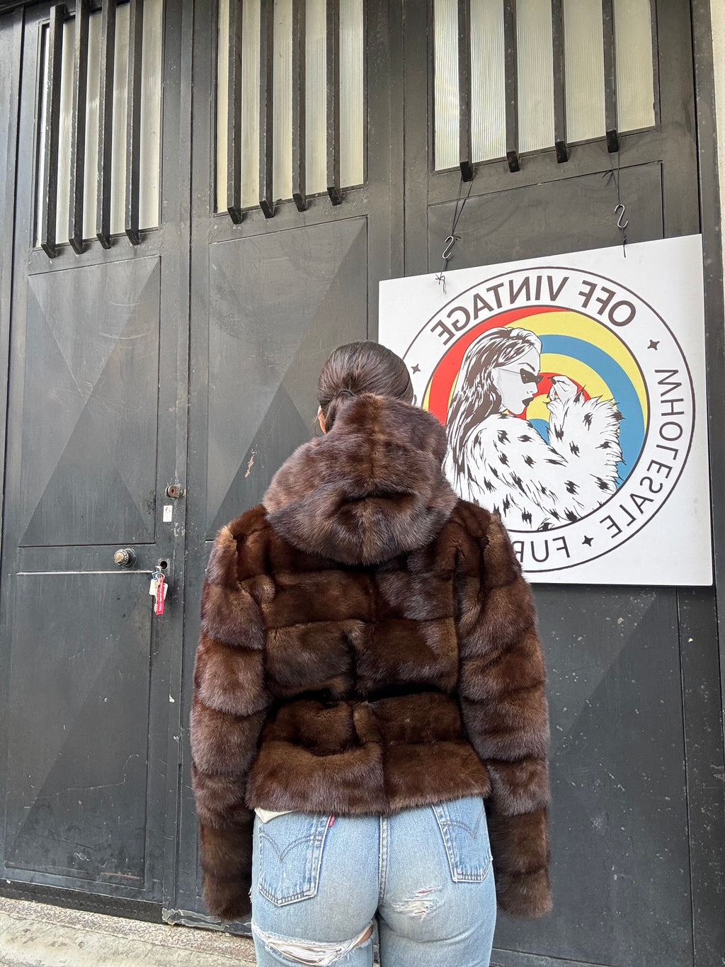 Giacca in visone cintura e cappuccio