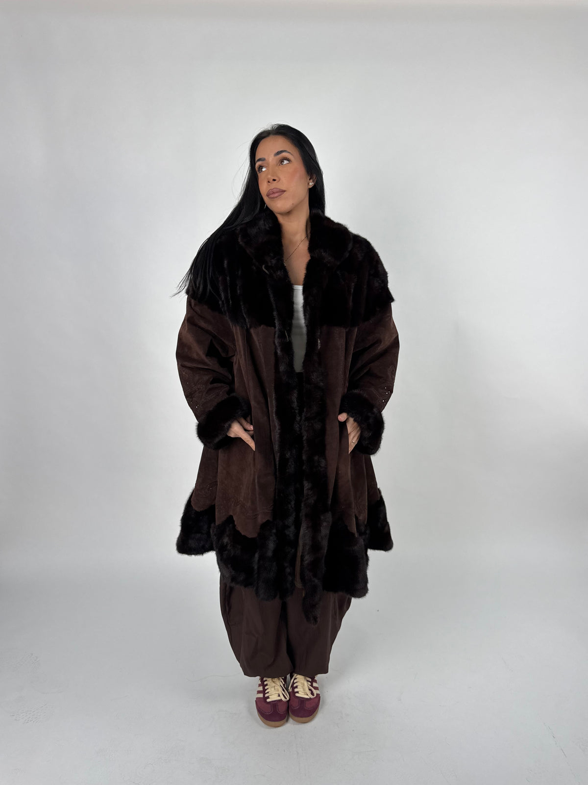 Cappotto in visone e camoscio N754