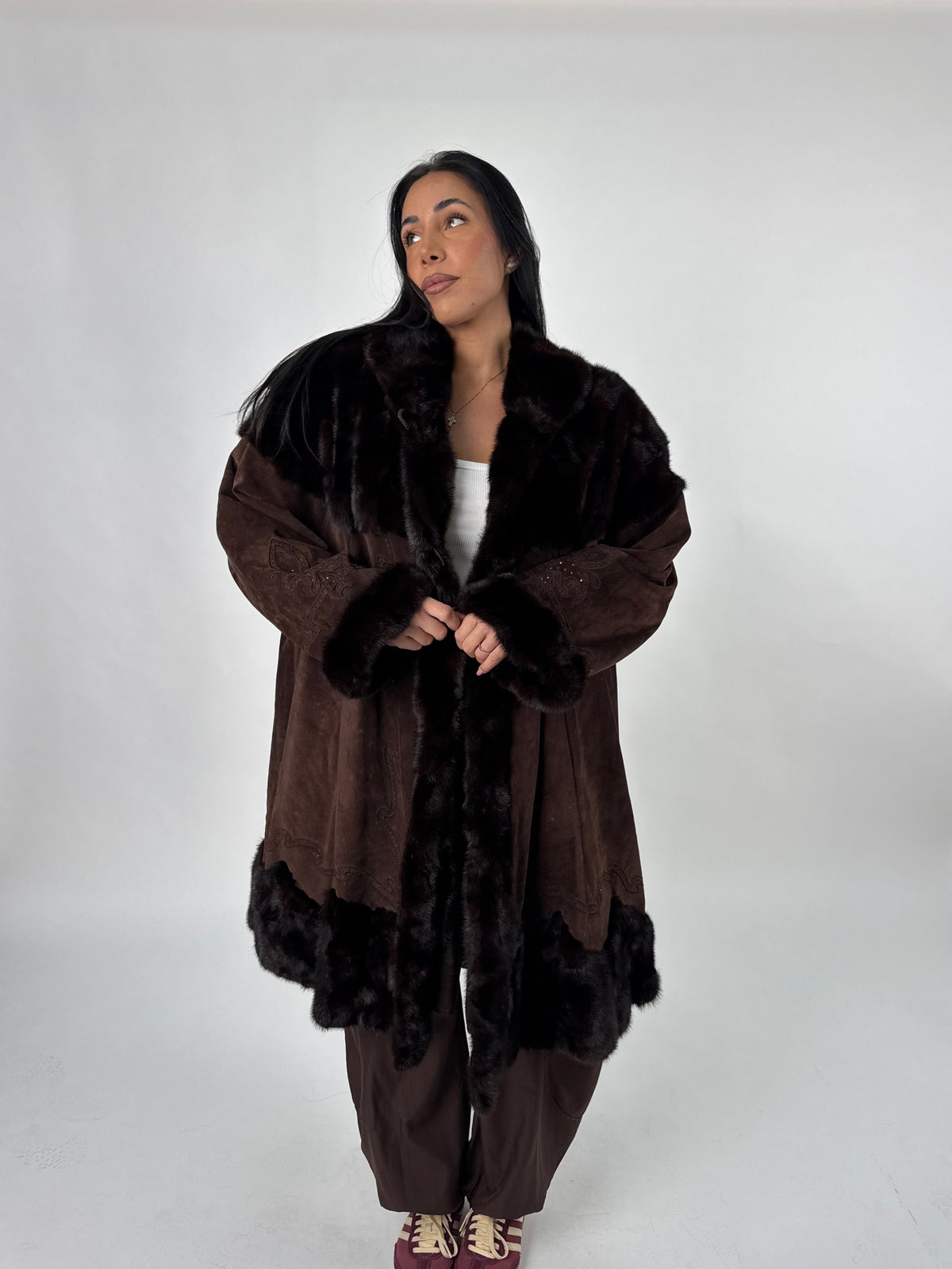 Cappotto in visone e camoscio N754