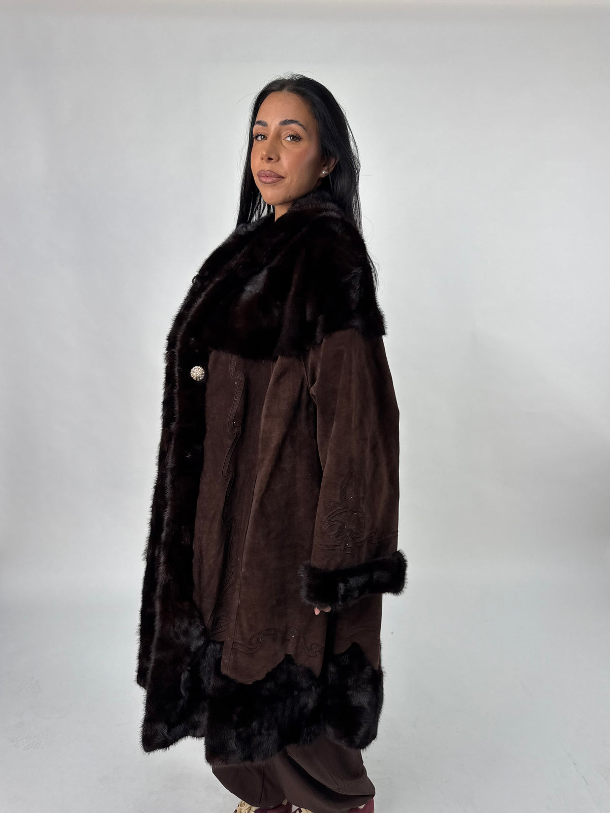 Cappotto in visone e camoscio N754