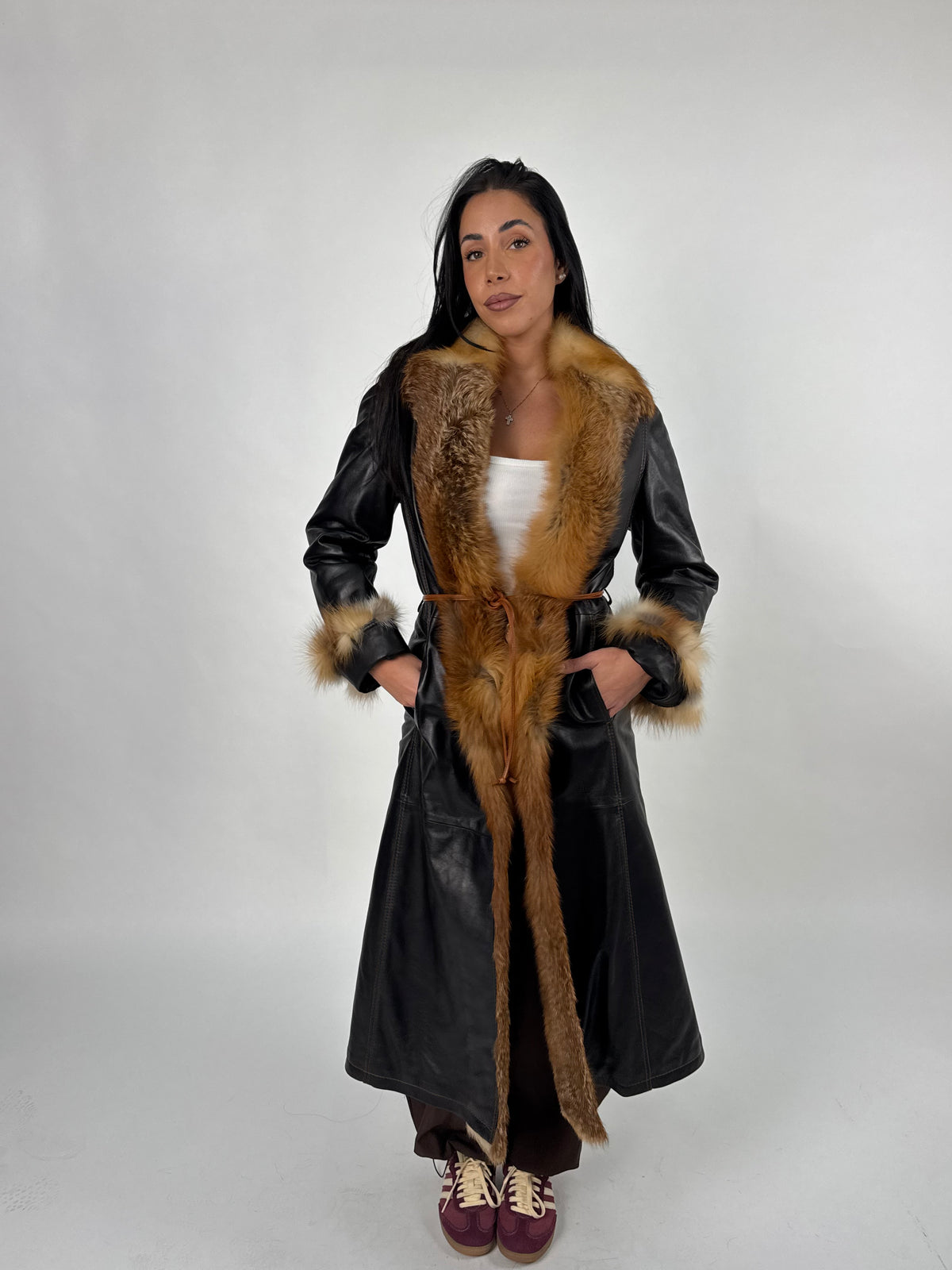 Cappotto in pelle e volpe