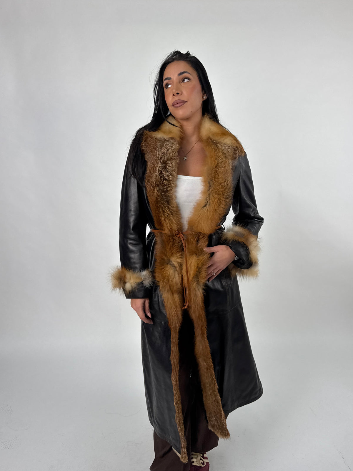 Cappotto in pelle e volpe